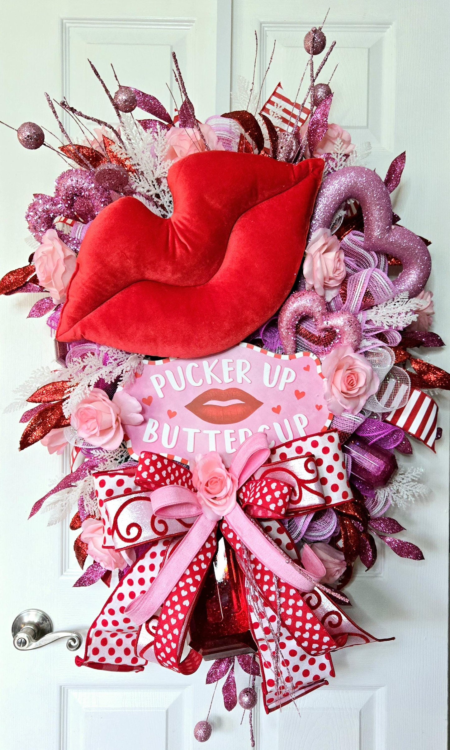 Pucker Up Jeweled Valentine's Day Swag for Front Door or Home Decor Stuffs n Things by JD