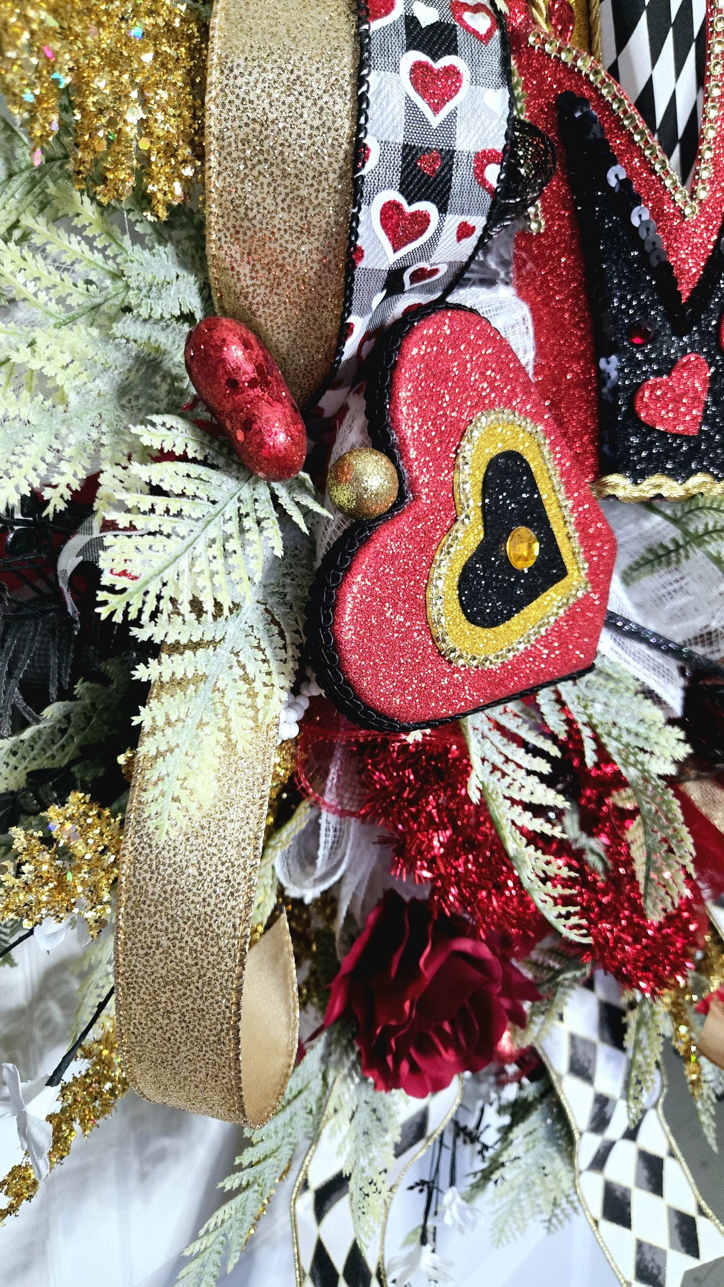 Queen of Hearts Alice in Wonderland themed Front Door Wreath Stuffs n Things by JD