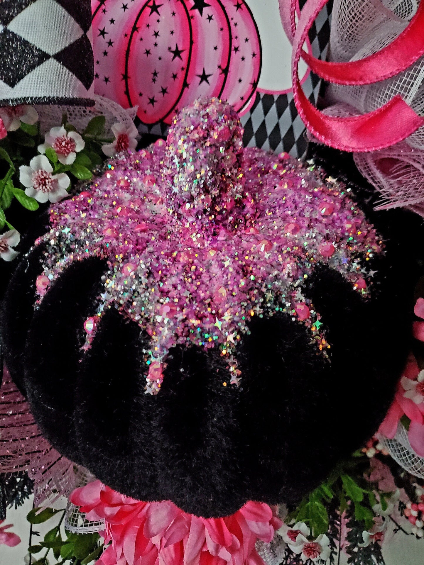Pumpkin October Pink Awareness Front Door Wreath Stuffs n Things by JD