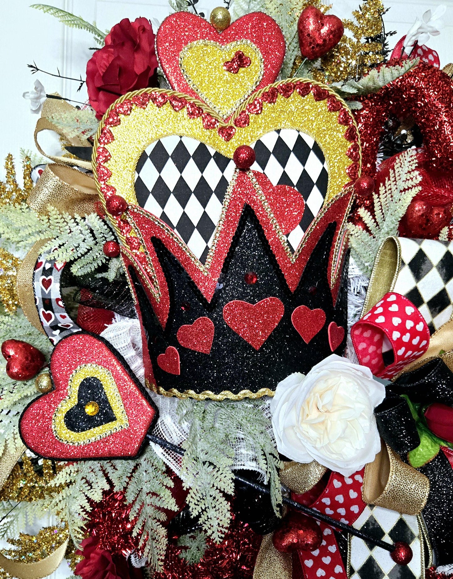 Queen of Hearts Alice in Wonderland themed Front Door Wreath Stuffs n Things by JD
