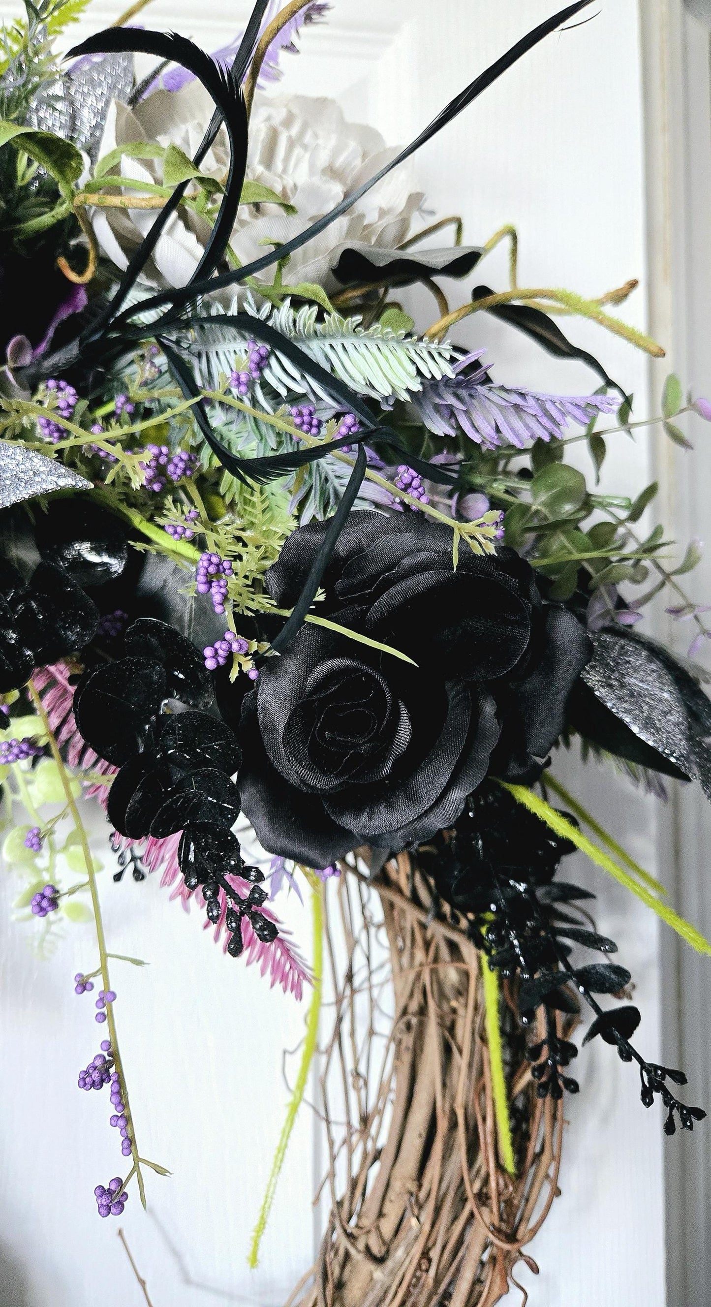 Gothic Purple & Moss Front Door Wreath with Removable Heart Sign - Dark & Moody style Stuffs n Things by JD