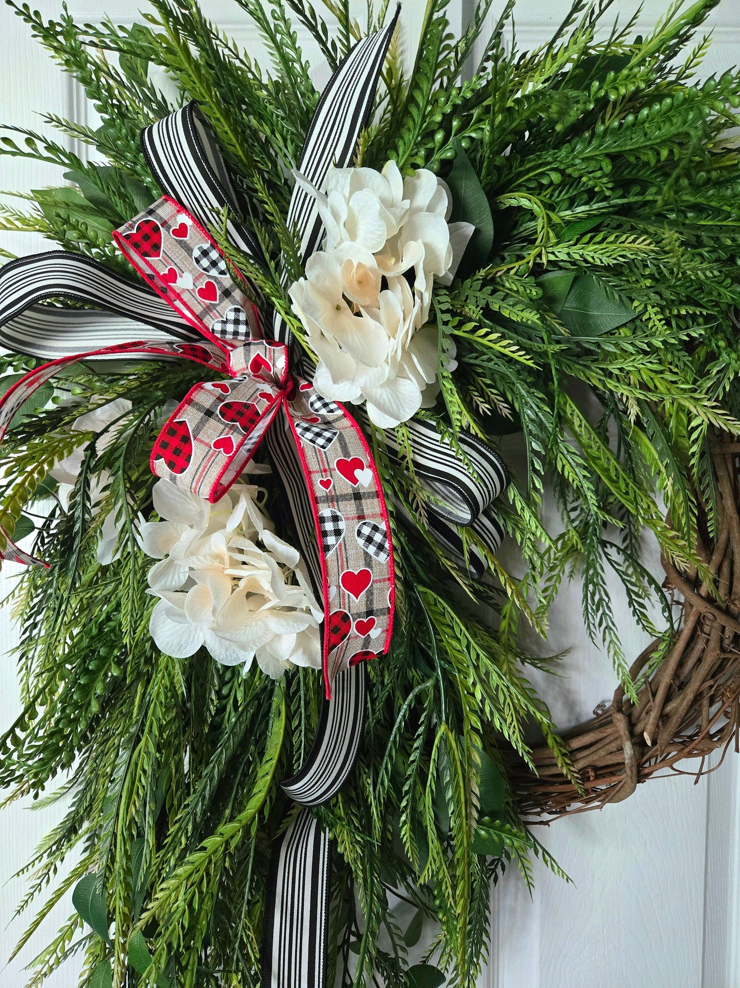50" Every Day Bead Grass Button Fern Front Door Wreath with Changeable Bows Stuffs n Things by JD
