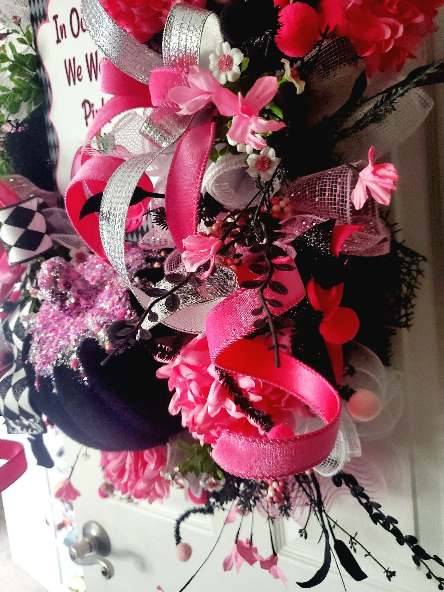 Pumpkin October Pink Awareness Front Door Wreath Stuffs n Things by JD