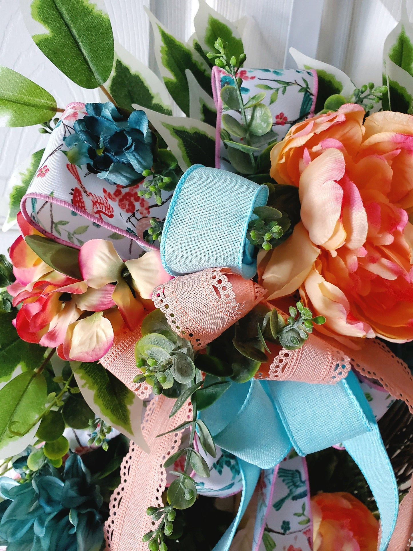 Spring or Summer Peony Grapevine Front Door Wreath Stuffs n Things by JD