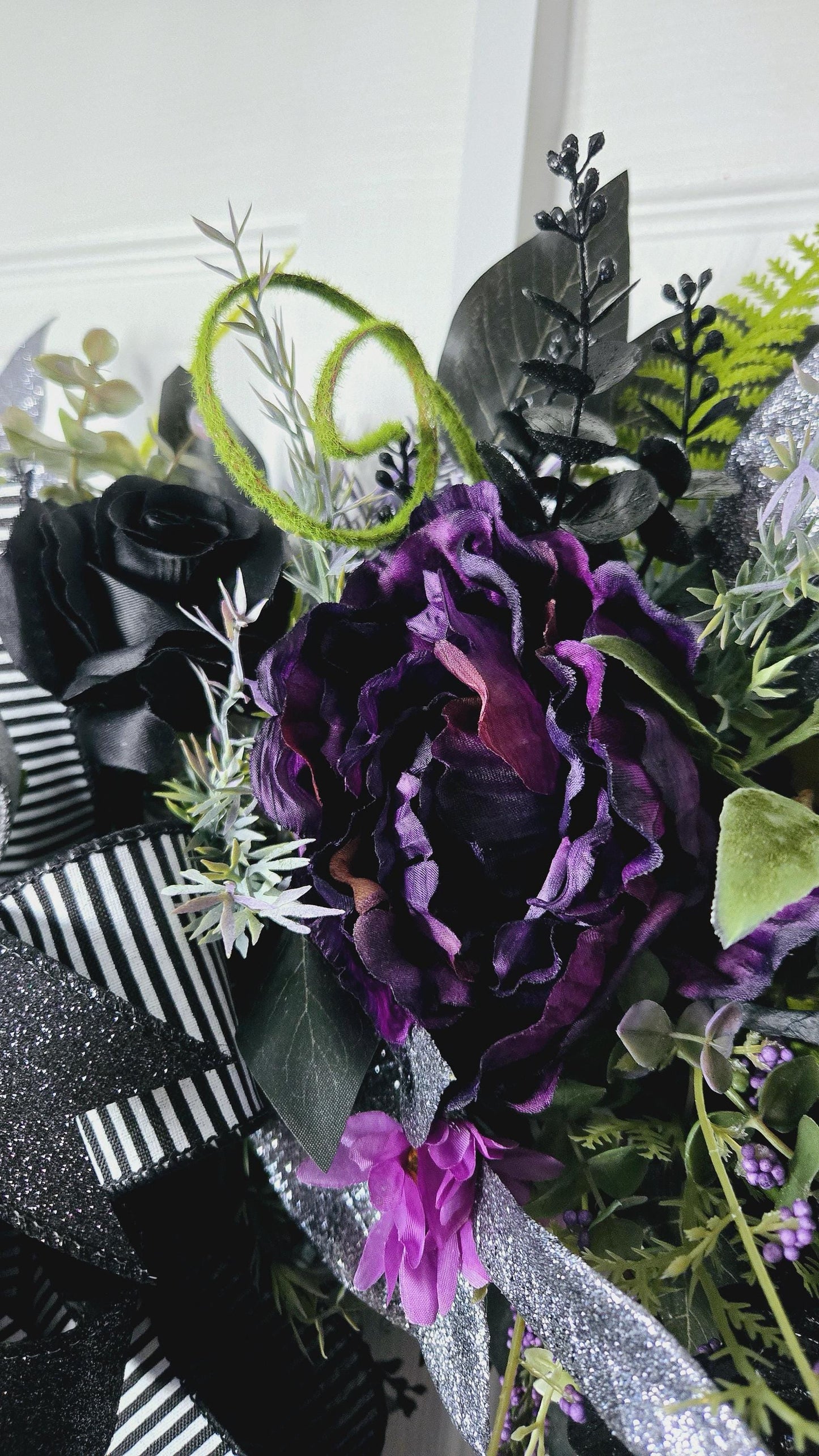 Gothic Purple & Moss Front Door Wreath with Removable Heart Sign - Dark & Moody style Stuffs n Things by JD