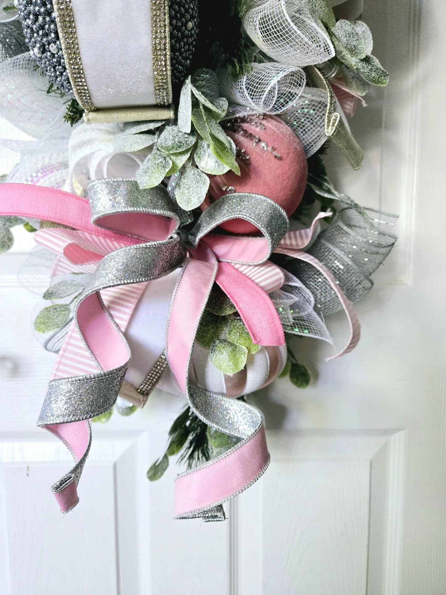 Elegant Glamorous Pink & Silver Ornament Christmas Swag or Centerpiece Stuffs n Things by JD