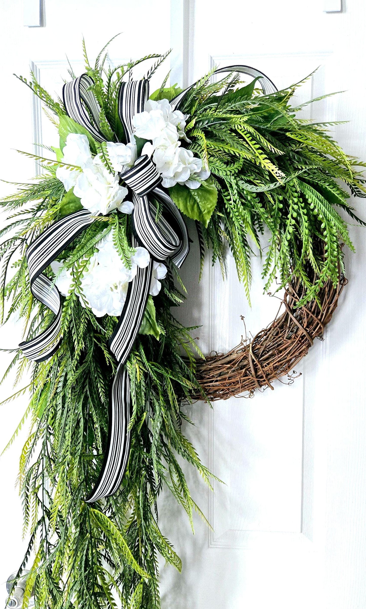 50" Every Day Bead Grass Button Fern Front Door Wreath with Changeable Bows Stuffs n Things by JD