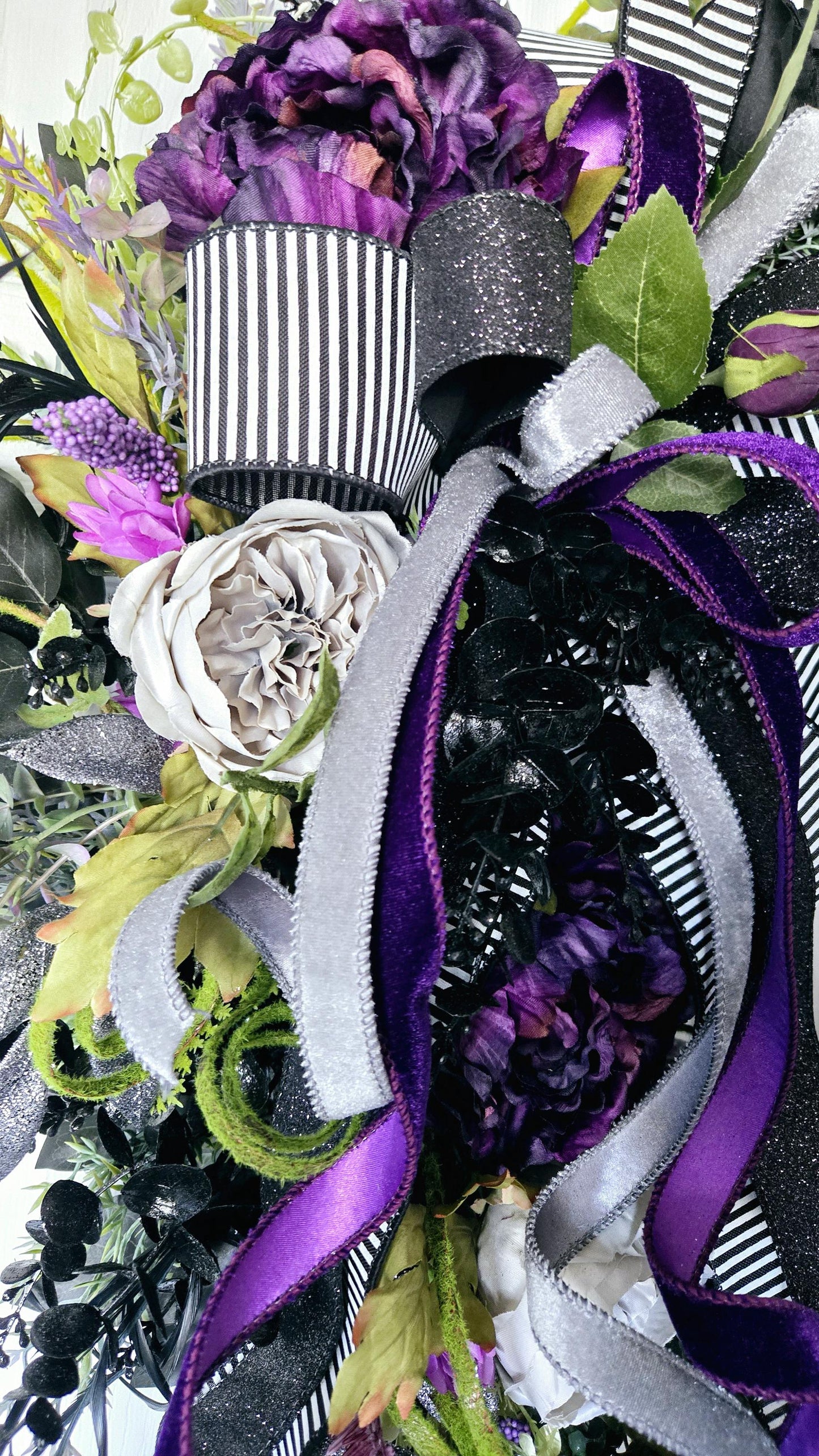 Gothic Purple & Moss Front Door Wreath with Removable Heart Sign - Dark & Moody style Stuffs n Things by JD