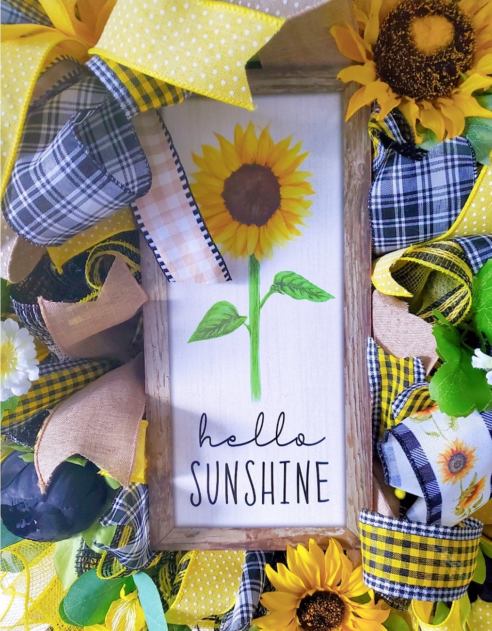 Hello Sunshine Sunflower Front Door Wreath Stuffs n Things by JD
