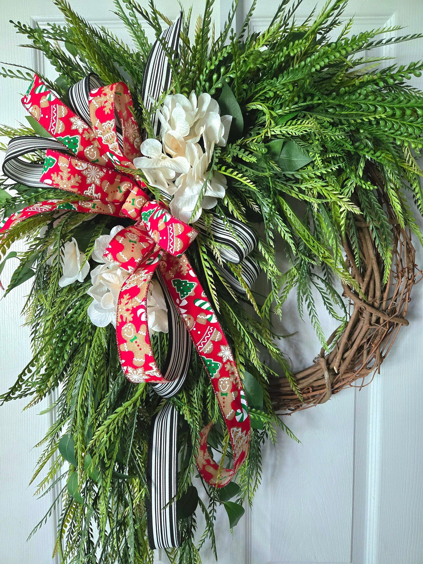 50" Every Day Bead Grass Button Fern Front Door Wreath with Changeable Bows Stuffs n Things by JD