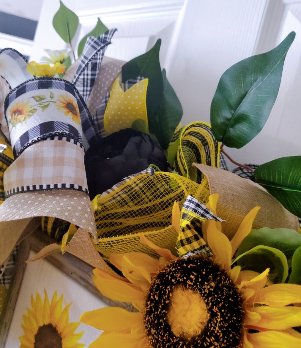 Hello Sunshine Sunflower Front Door Wreath Stuffs n Things by JD