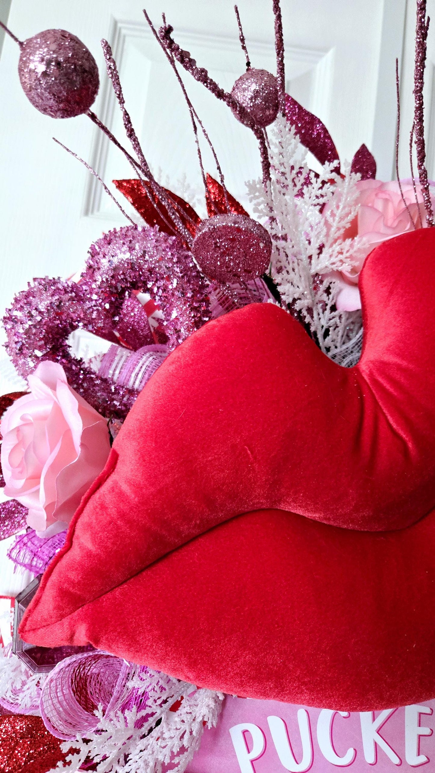 Pucker Up Jeweled Valentine's Day Swag for Front Door or Home Decor Stuffs n Things by JD