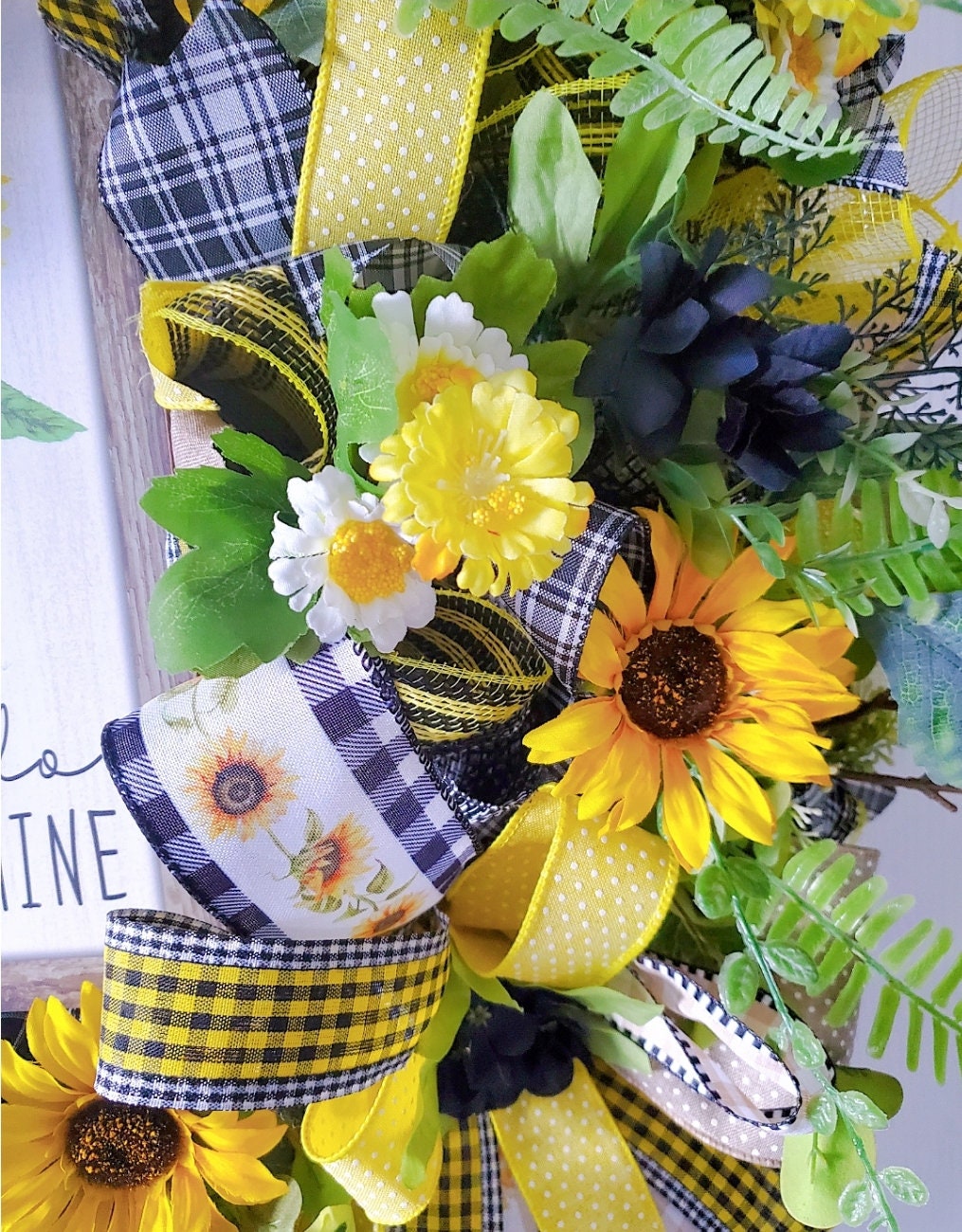 Hello Sunshine Sunflower Front Door Wreath Stuffs n Things by JD