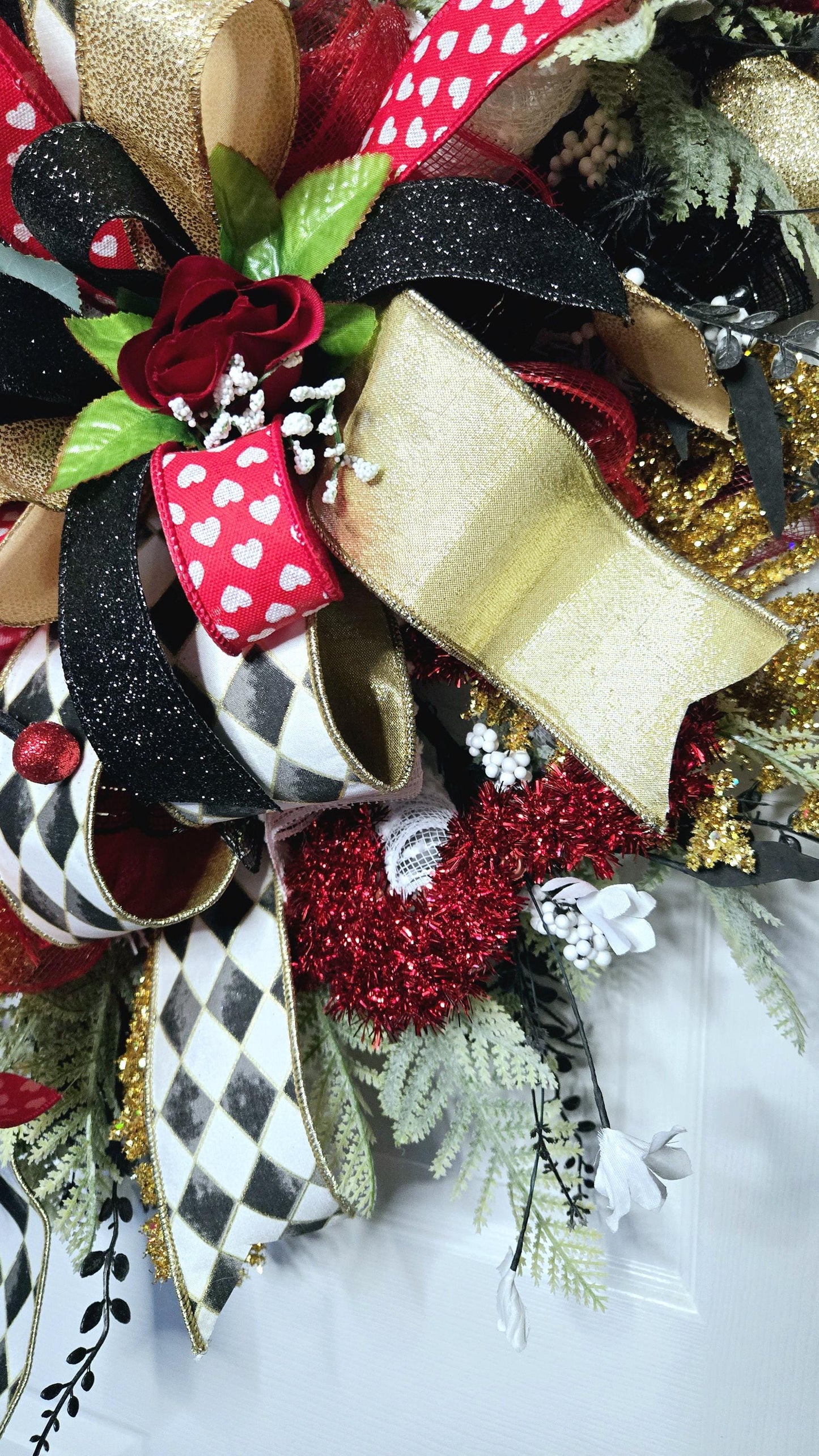 Queen of Hearts Alice in Wonderland themed Front Door Wreath Stuffs n Things by JD
