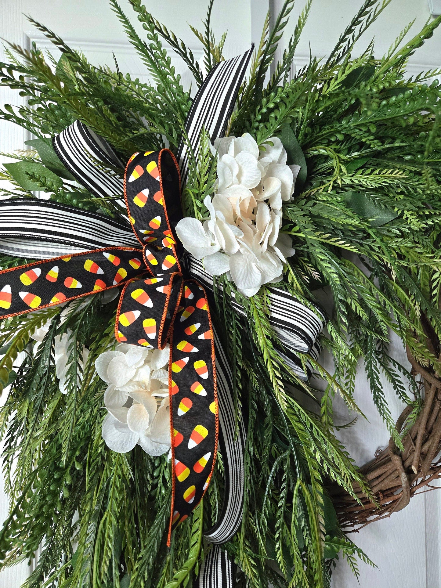 50" Every Day Bead Grass Button Fern Front Door Wreath with Changeable Bows Stuffs n Things by JD