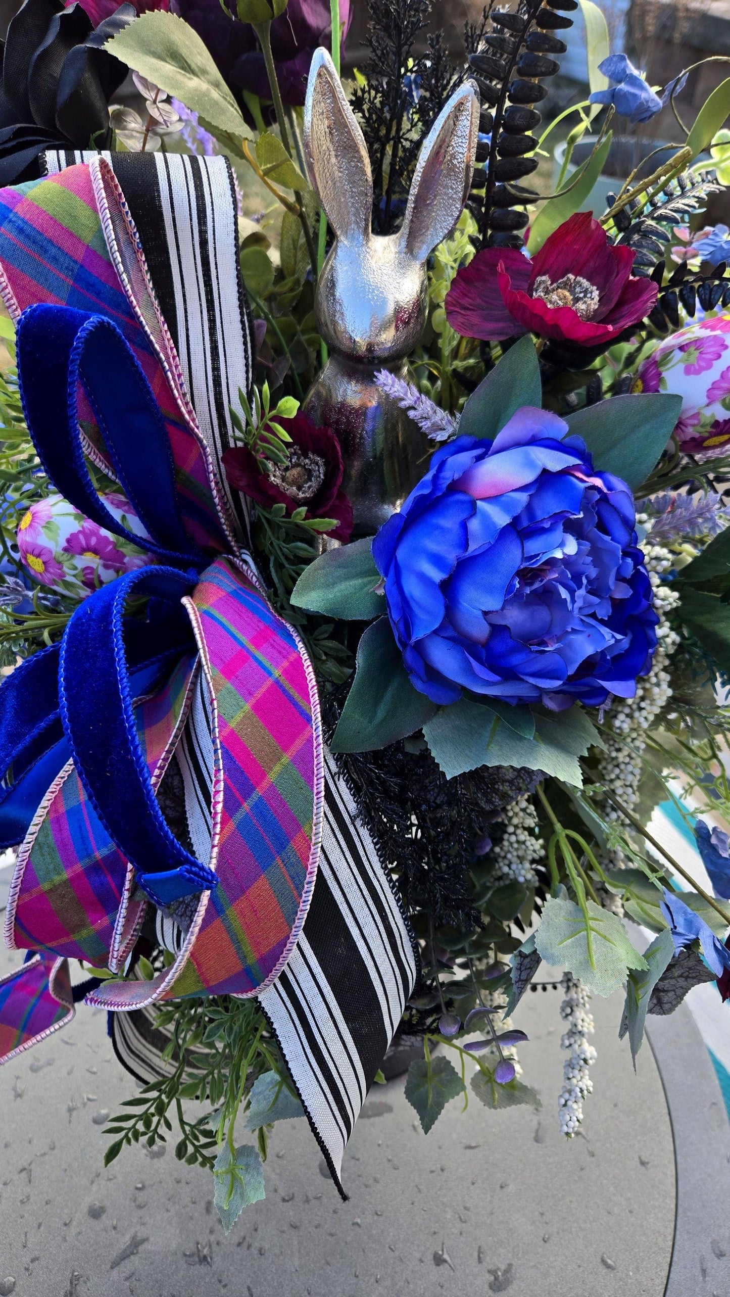 Glam Gothic Sitting Bunny Candlestick Centerpiece - Royal Blue Dark Academia style Stuffs n Things by JD