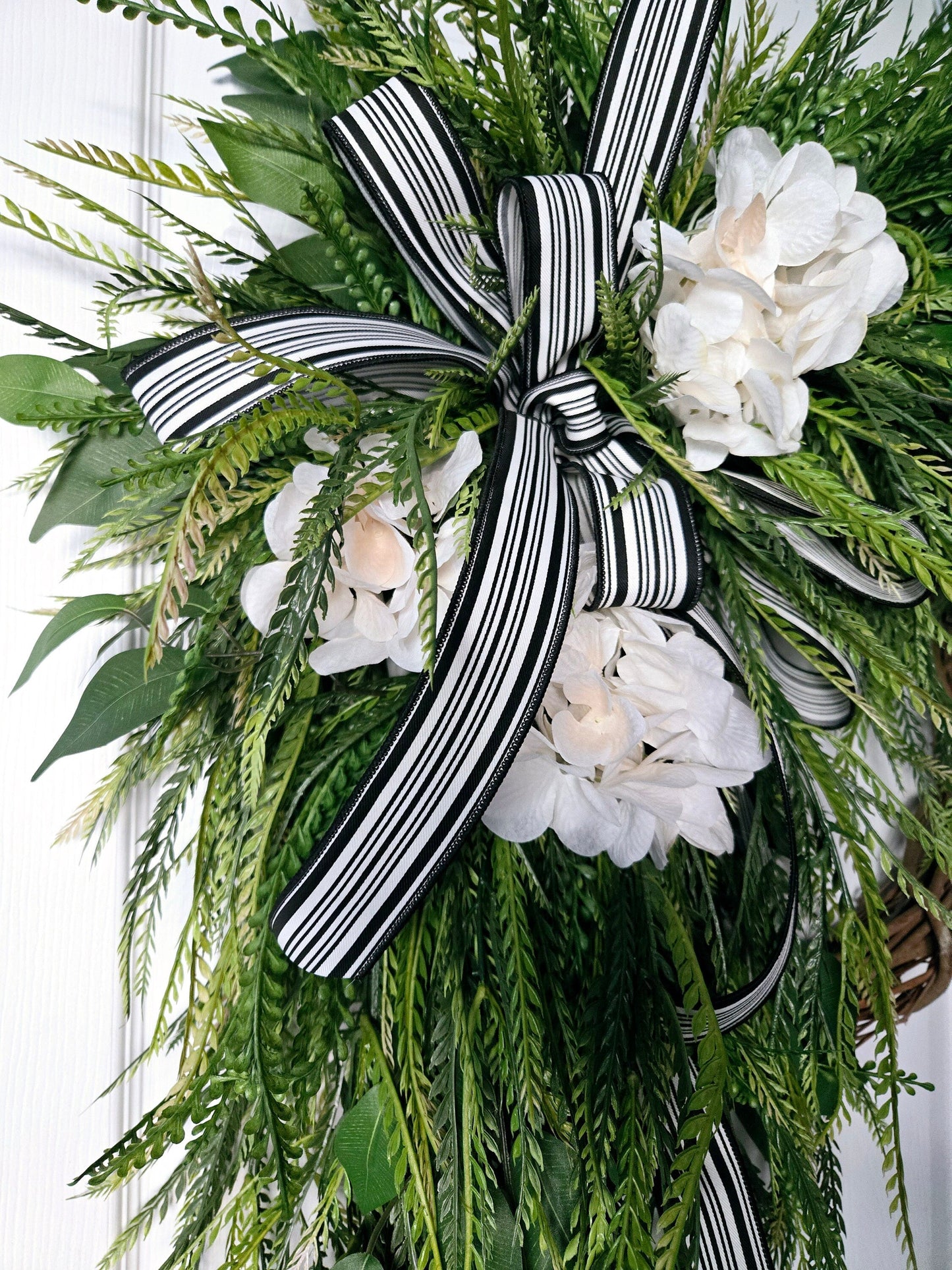50" Every Day Bead Grass Button Fern Front Door Wreath with Changeable Bows Stuffs n Things by JD