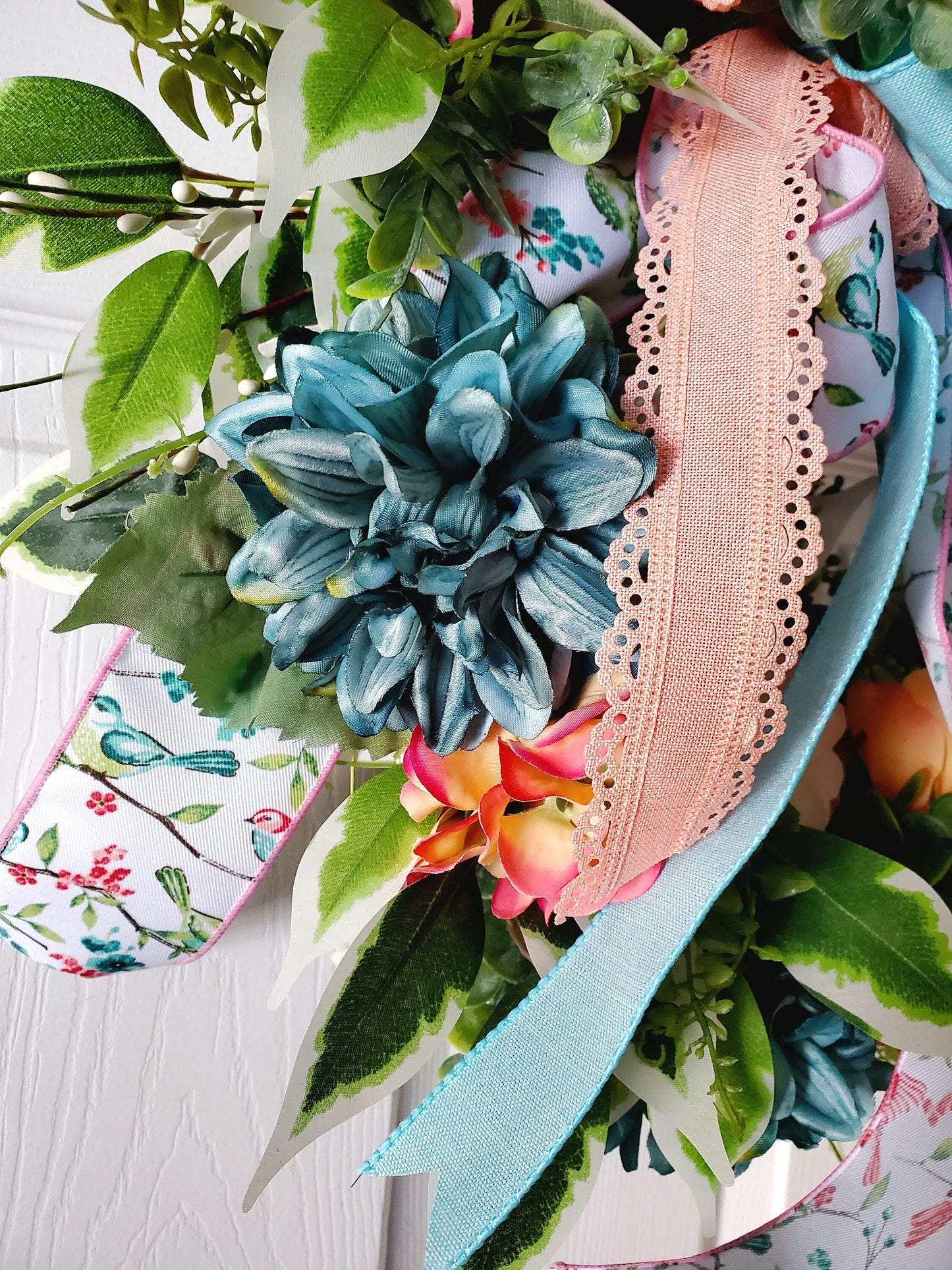 Spring or Summer Peony Grapevine Front Door Wreath Stuffs n Things by JD