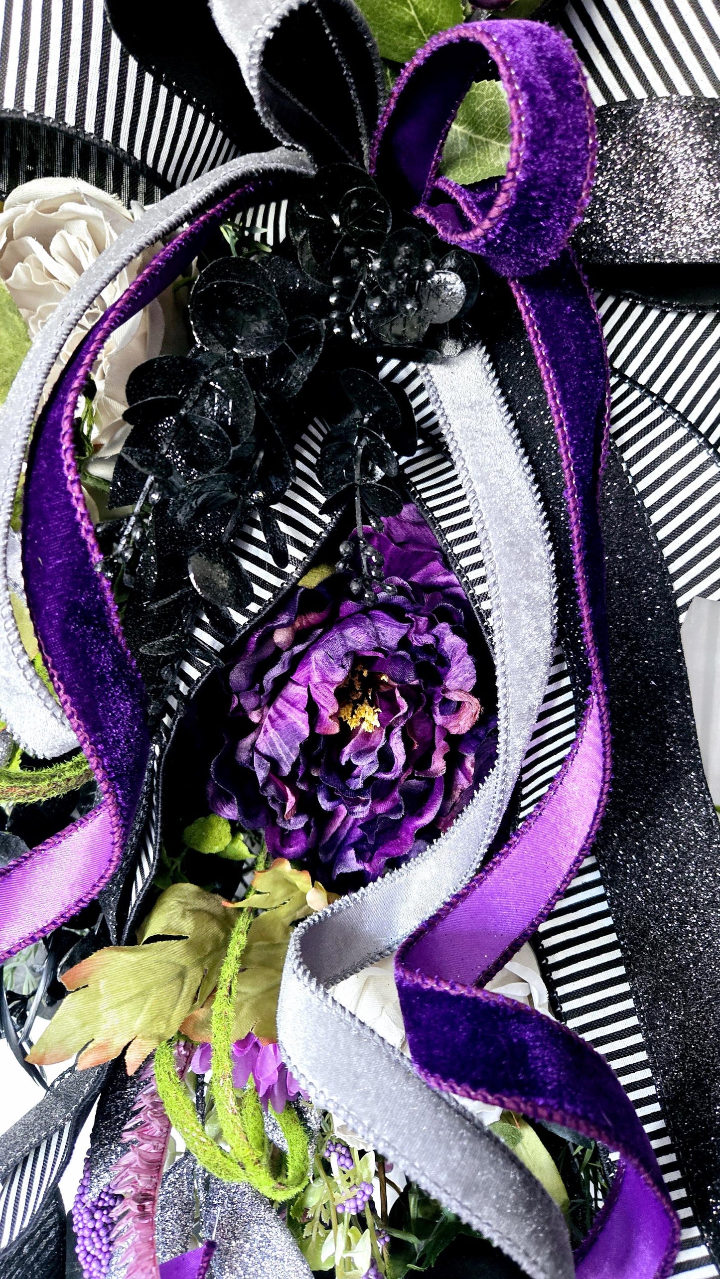 Gothic Purple & Moss Front Door Wreath with Removable Heart Sign - Dark & Moody style Stuffs n Things by JD
