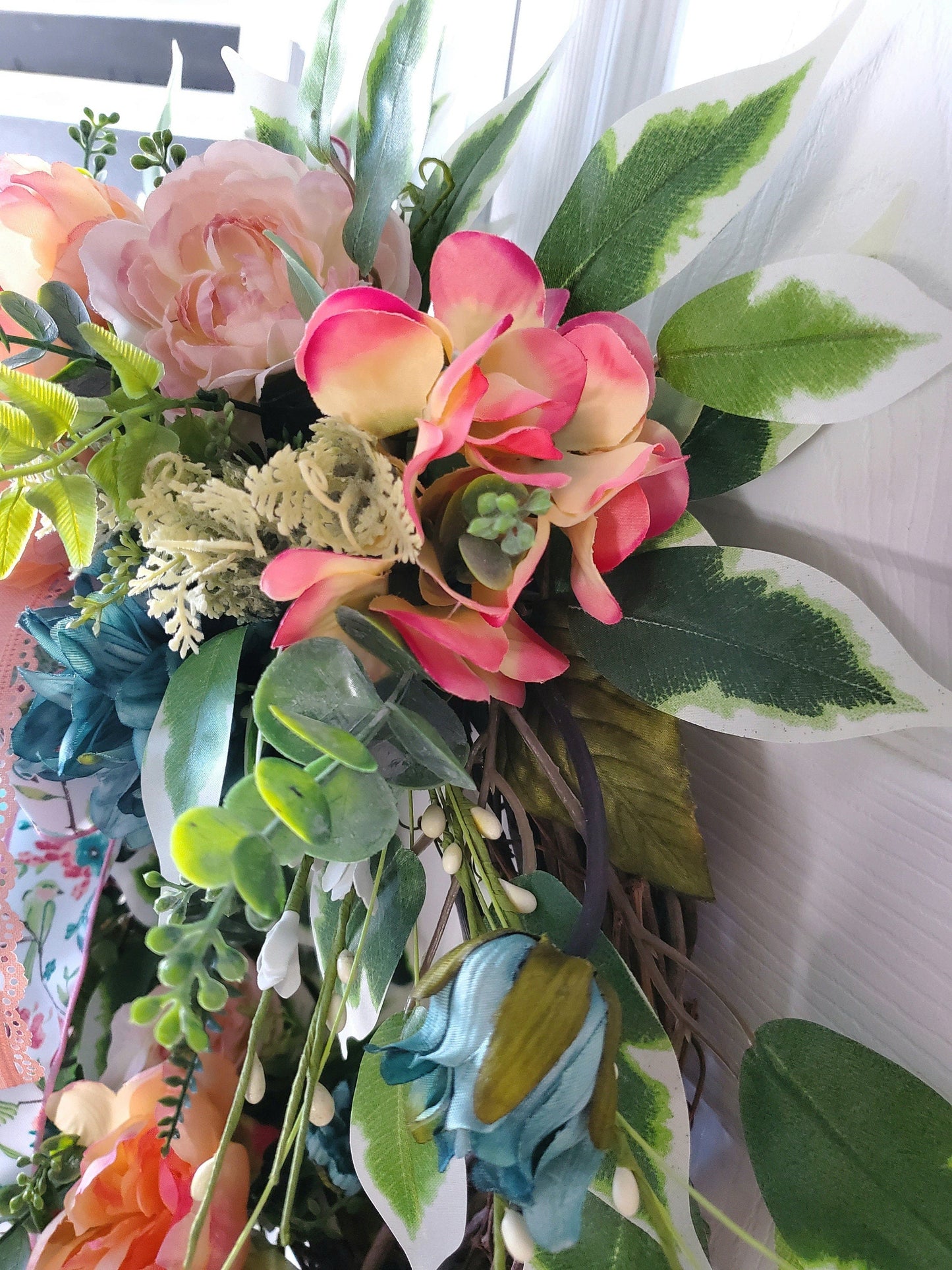 Spring or Summer Peony Grapevine Front Door Wreath Stuffs n Things by JD
