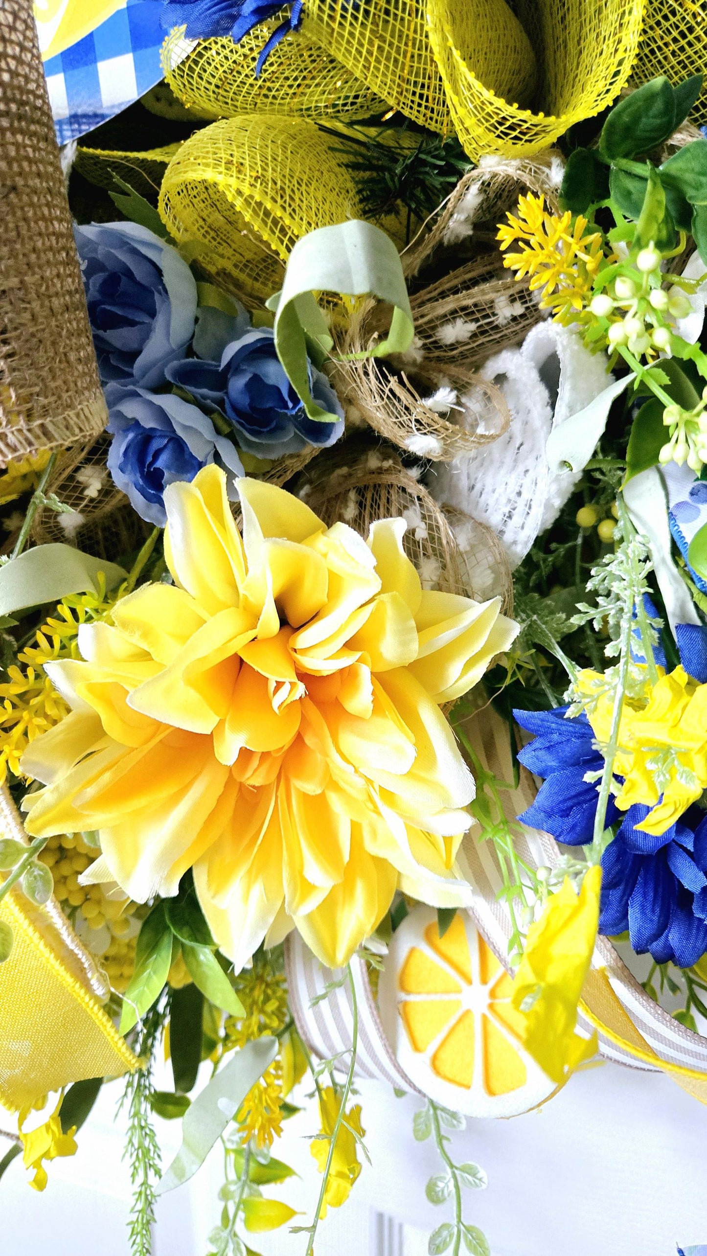 Lemon Blueberry Gingham Welcome Front Door Wreath Stuffs n Things by JD