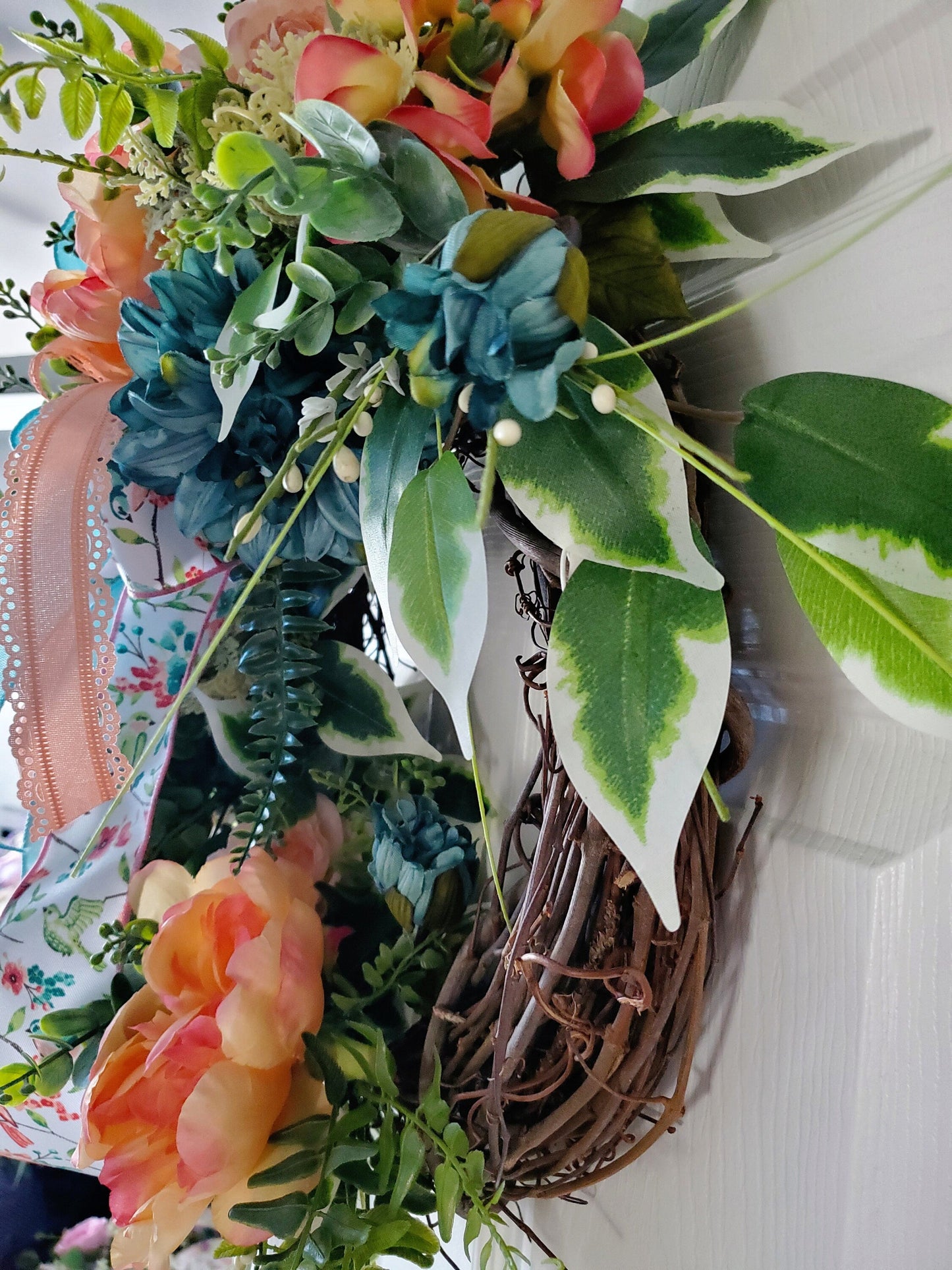 Spring or Summer Peony Grapevine Front Door Wreath Stuffs n Things by JD