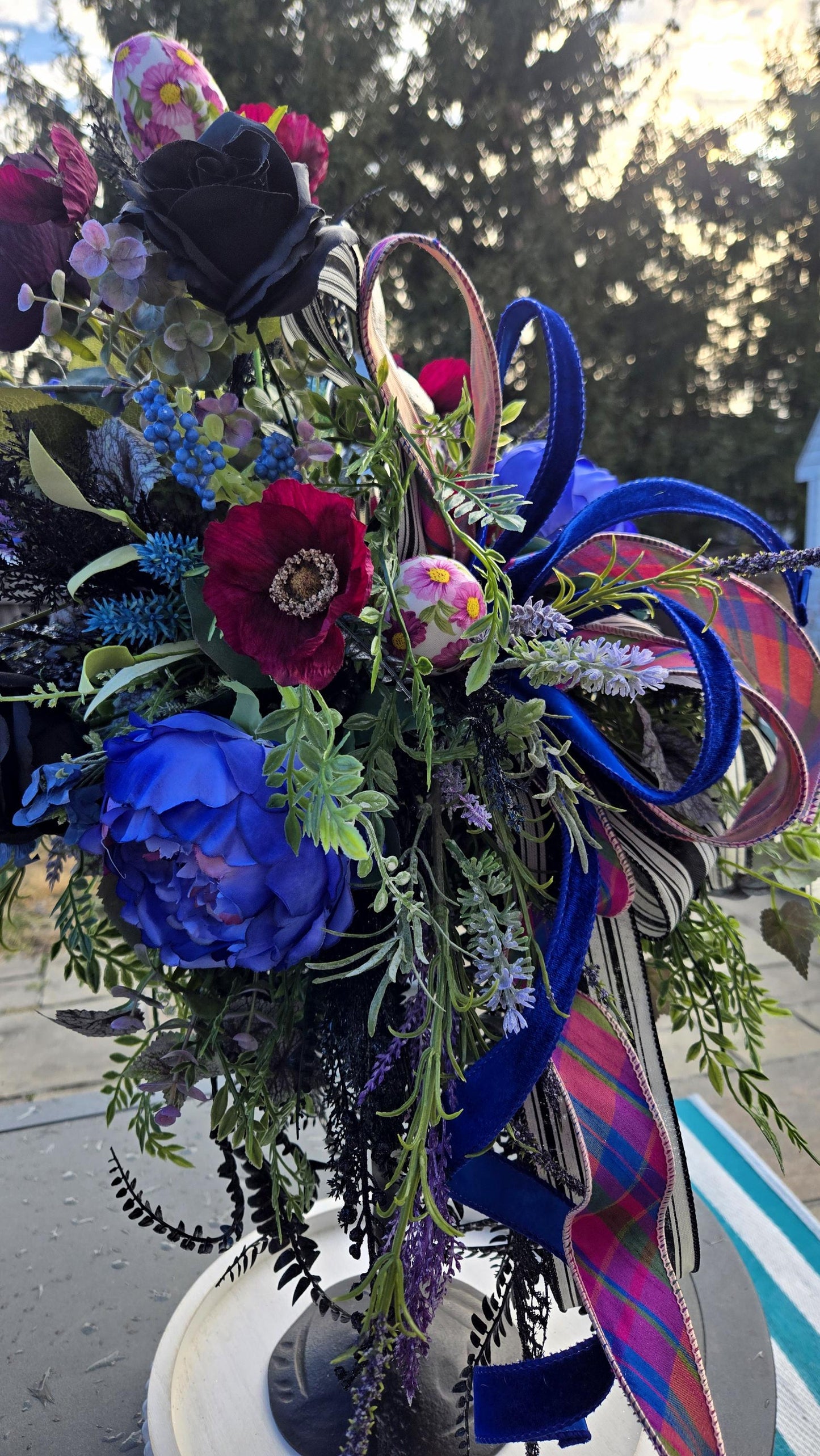 Glam Gothic Sitting Bunny Candlestick Centerpiece - Royal Blue Dark Academia style Stuffs n Things by JD