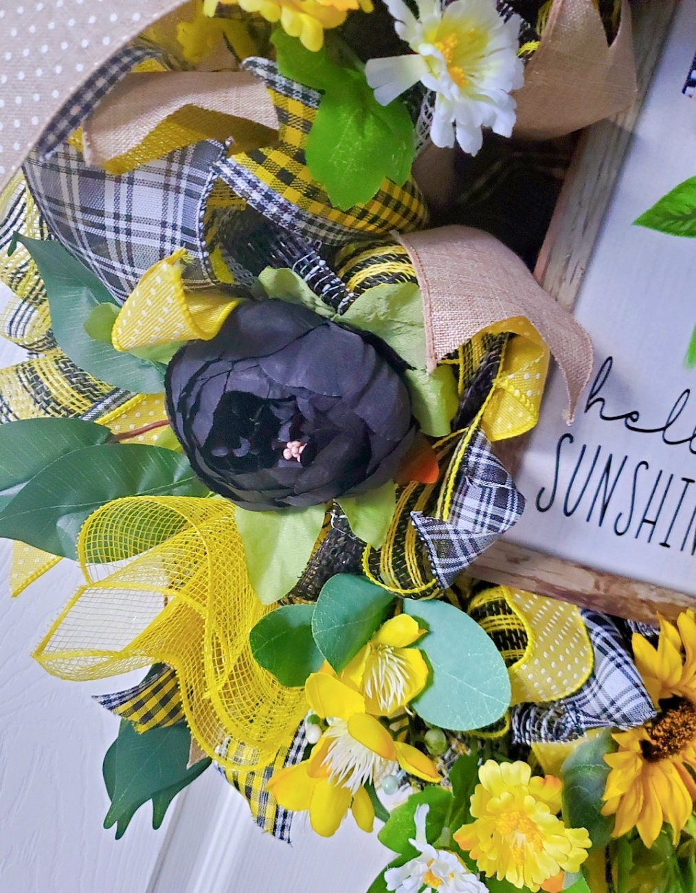 Hello Sunshine Sunflower Front Door Wreath Stuffs n Things by JD