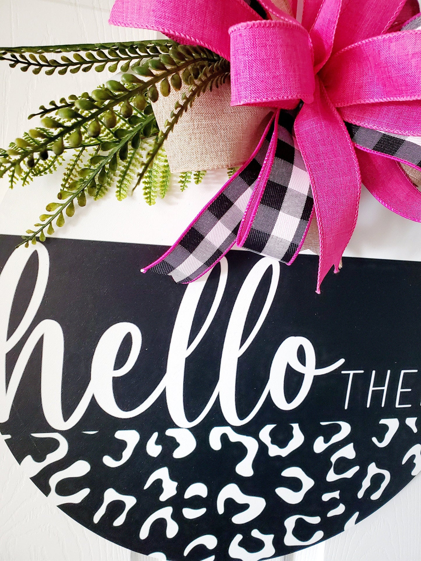Hello There Pink & Black Wood Front Door Hanger Stuffs n Things by JD