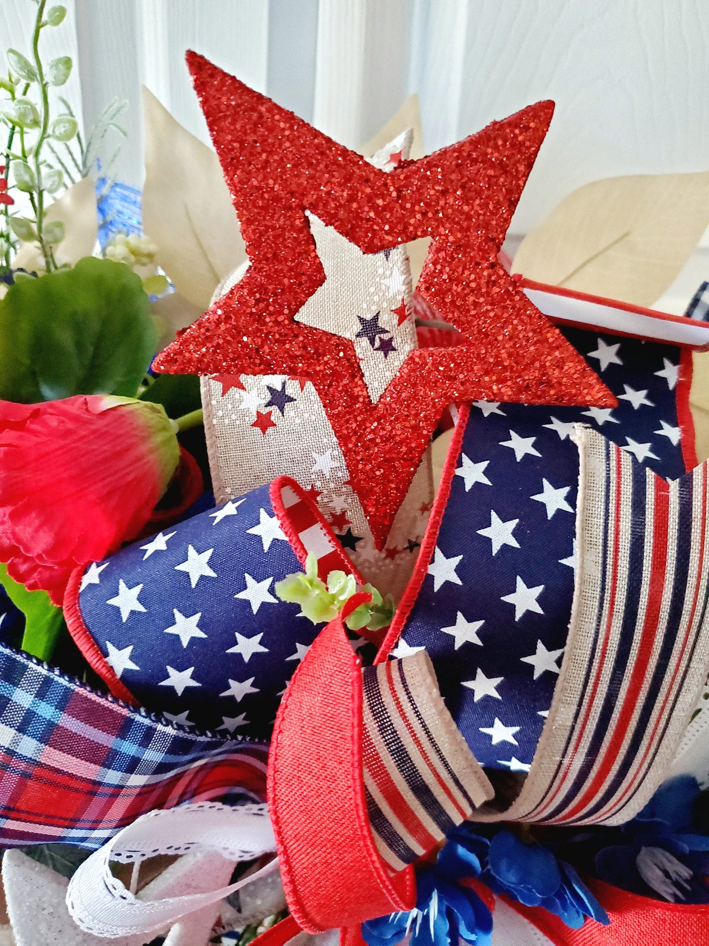 4th of July Patriotic Home of the Brave Front Door Wreath Stuffs n Things by JD