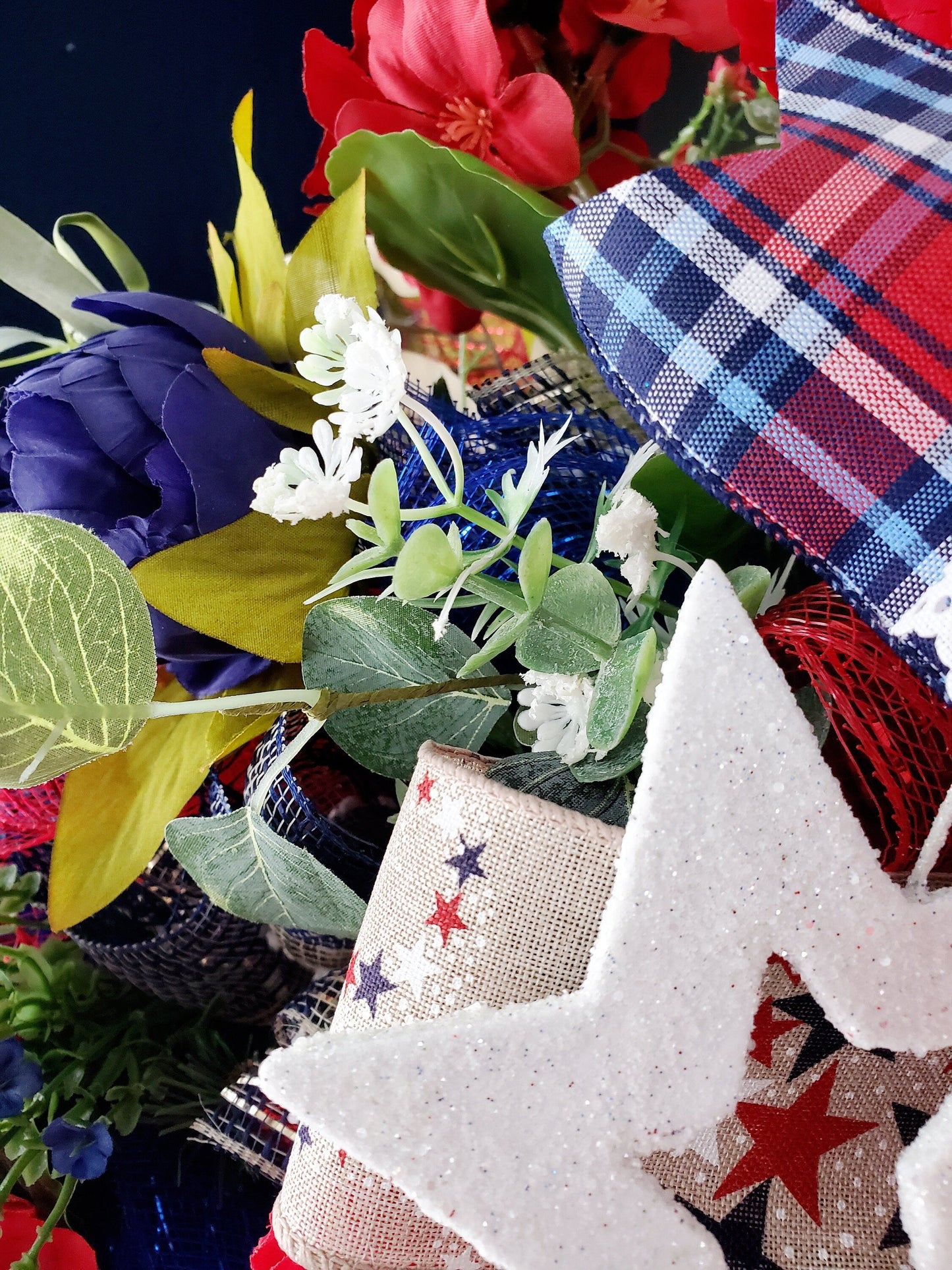 4th of July Patriotic Home of the Brave Front Door Wreath Stuffs n Things by JD