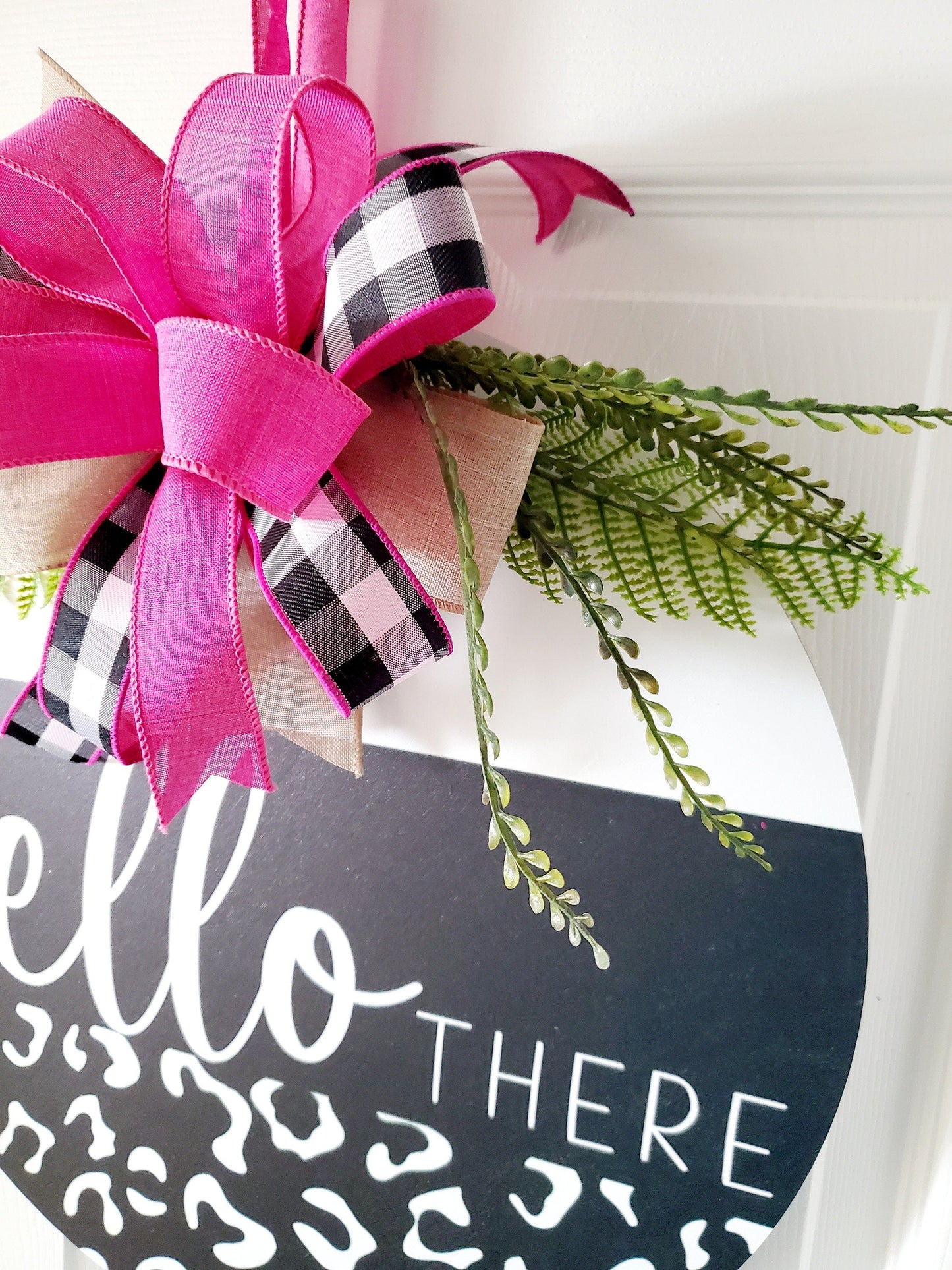 Hello There Pink & Black Wood Front Door Hanger Stuffs n Things by JD