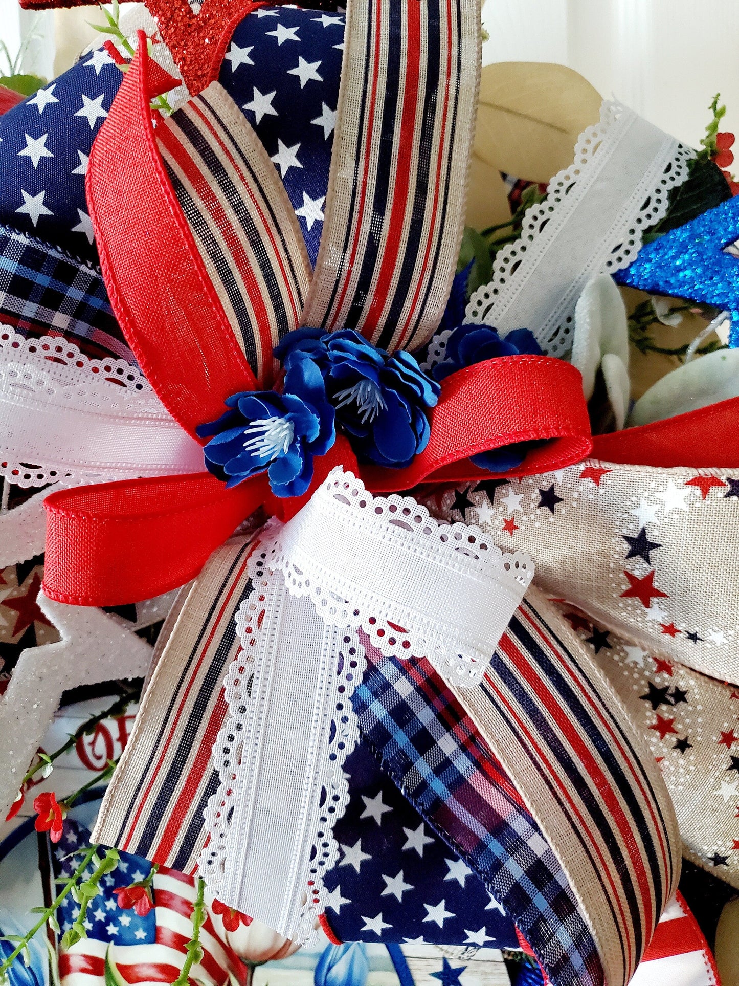 4th of July Patriotic Home of the Brave Front Door Wreath Stuffs n Things by JD