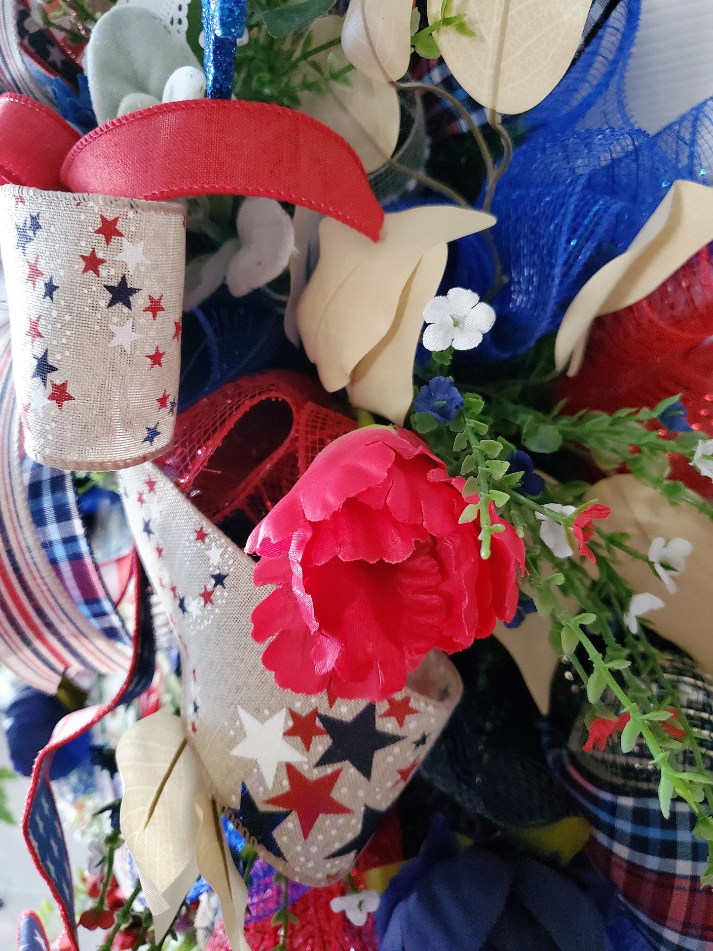 4th of July Patriotic Home of the Brave Front Door Wreath Stuffs n Things by JD