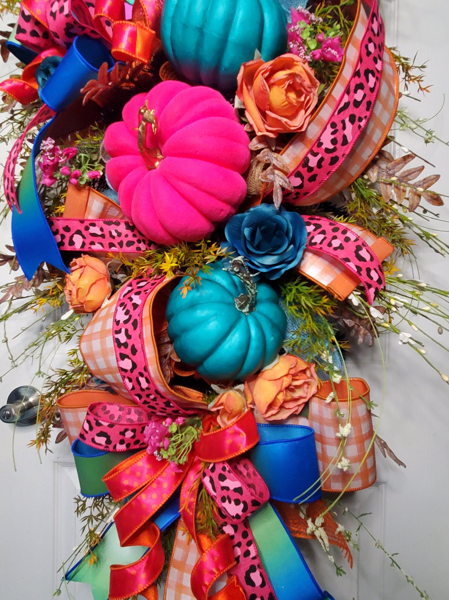 XL Fall Halloween Pumpkin Teardrop Swag for Front Door or Mantle Stuffs n Things by JD