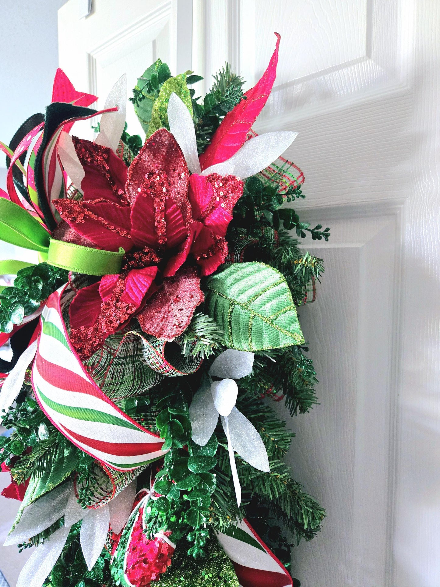 XXL 48 inch Christmas Poinsettia Front Door Swag Stuffs n Things by JD