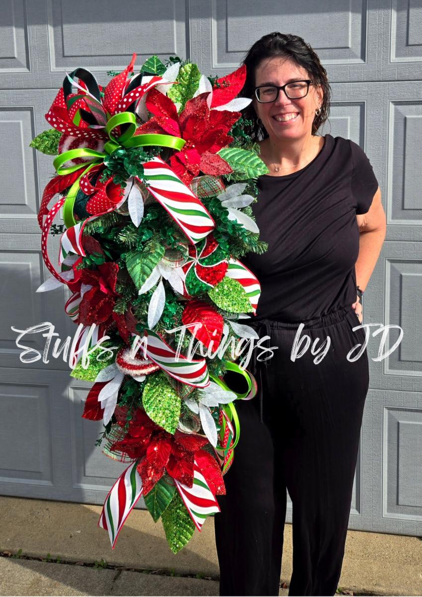 XXL 48 inch Christmas Poinsettia Front Door Swag Stuffs n Things by JD