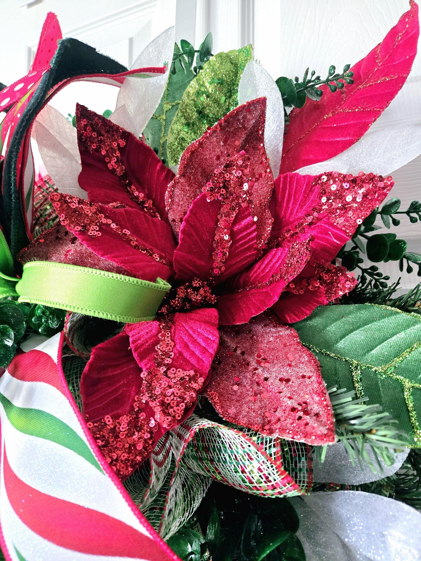 XXL 48 inch Christmas Poinsettia Front Door Swag Stuffs n Things by JD
