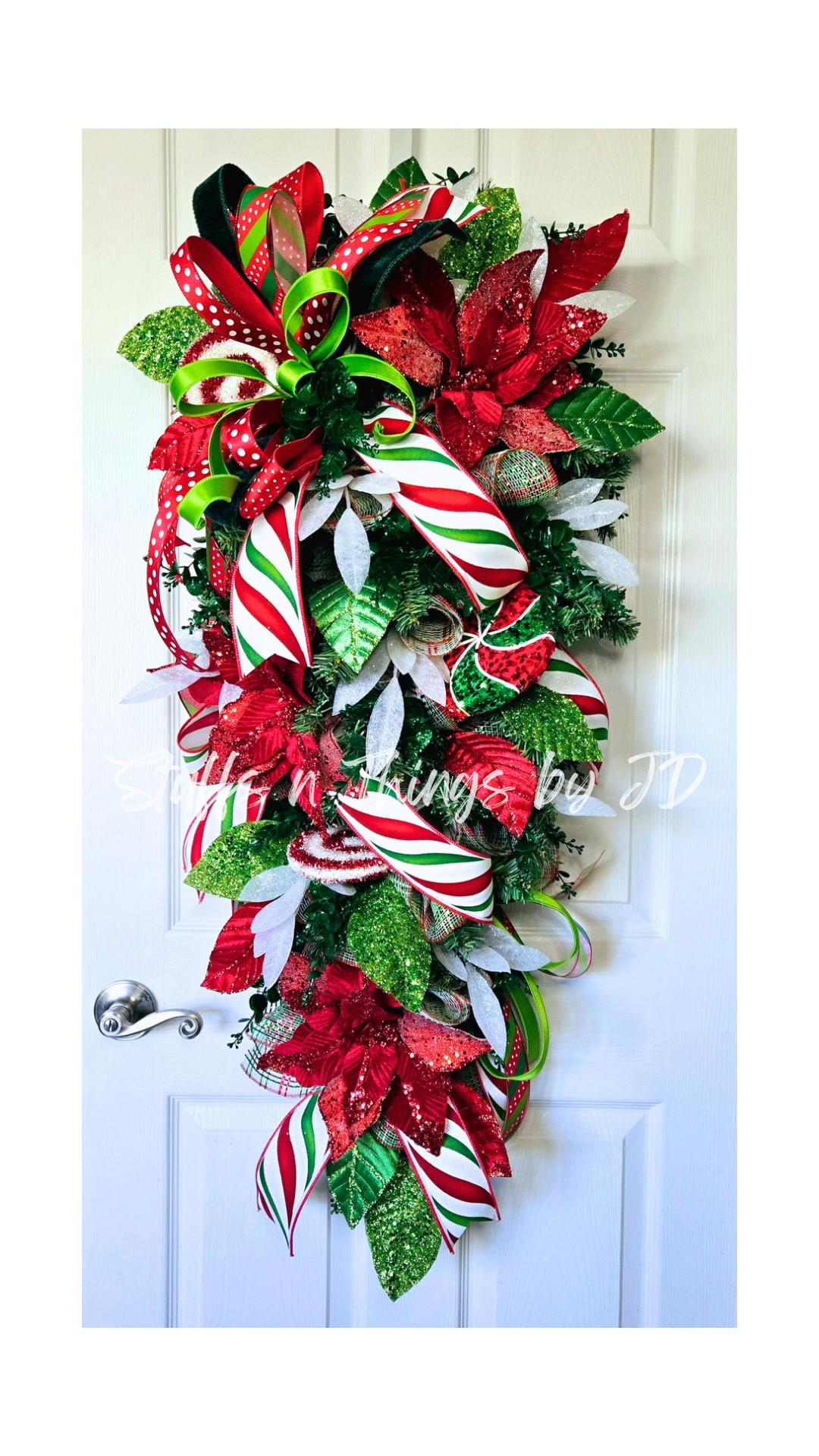 XXL 48 inch Christmas Poinsettia Front Door Swag Stuffs n Things by JD