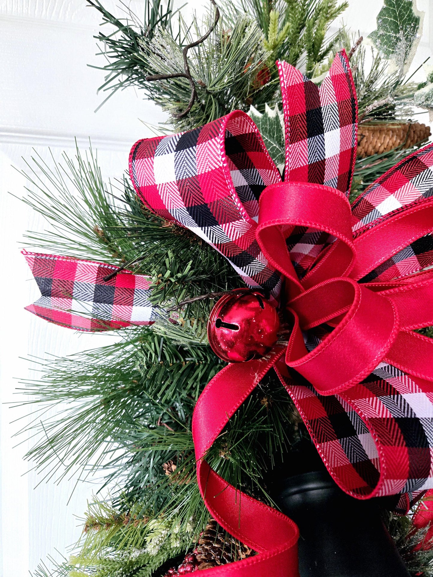 Rustic Winter Swag with Black Bells - Farmhouse Style Wreath Stuffs n Things by JD