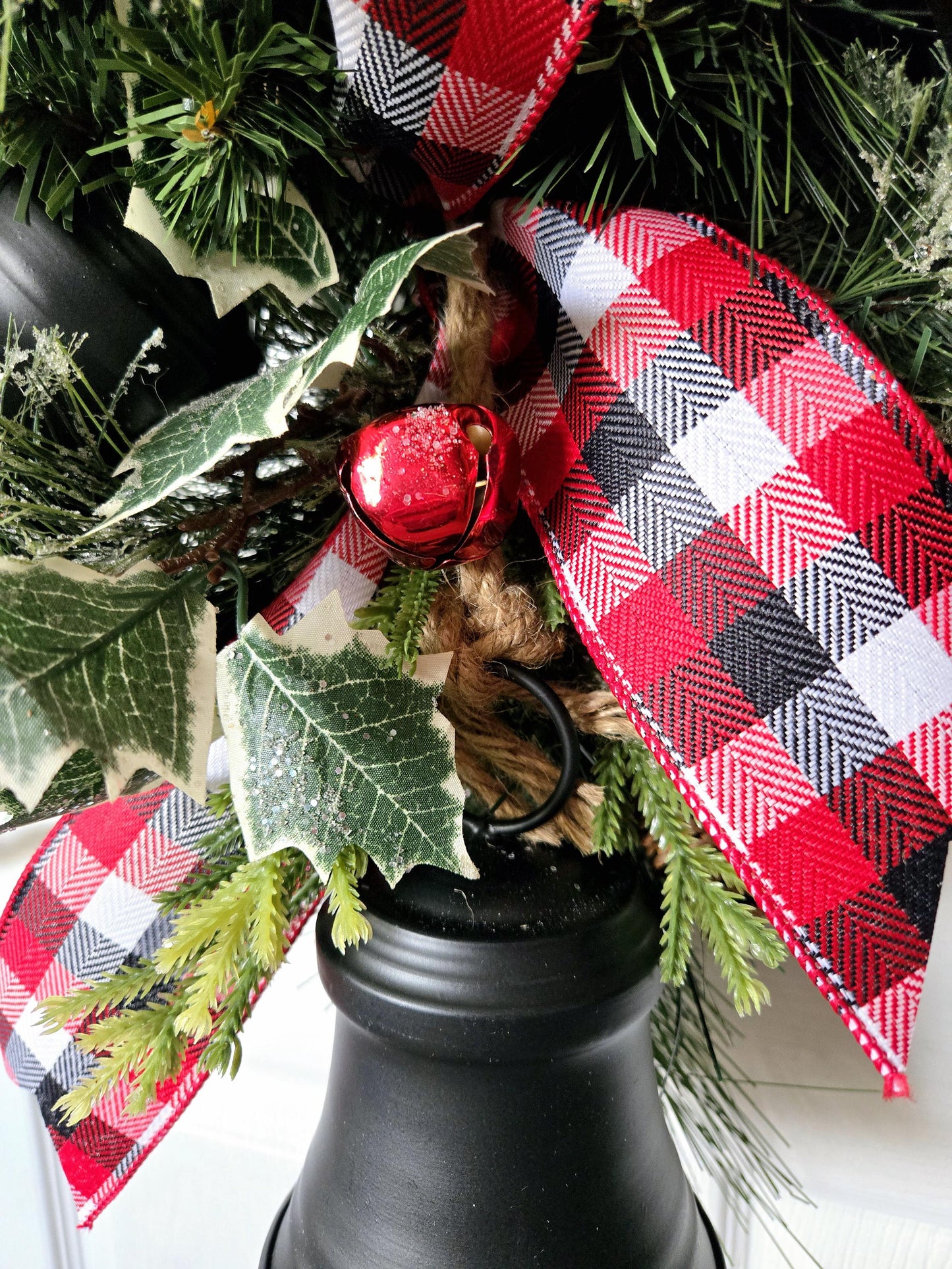 Rustic Winter Swag with Black Bells - Farmhouse Style Wreath Stuffs n Things by JD