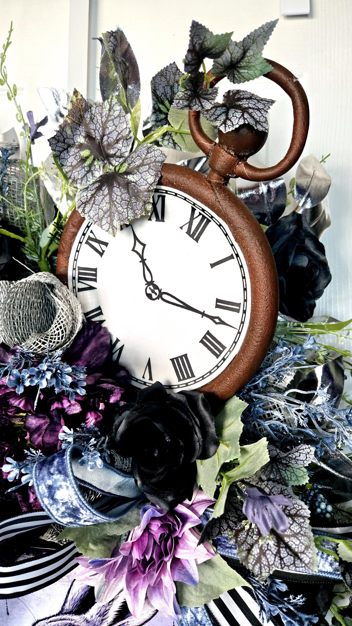 Gothic White Rabbit Wonderland Front Door Wreath - Academia Style Stuffs n Things by JD
