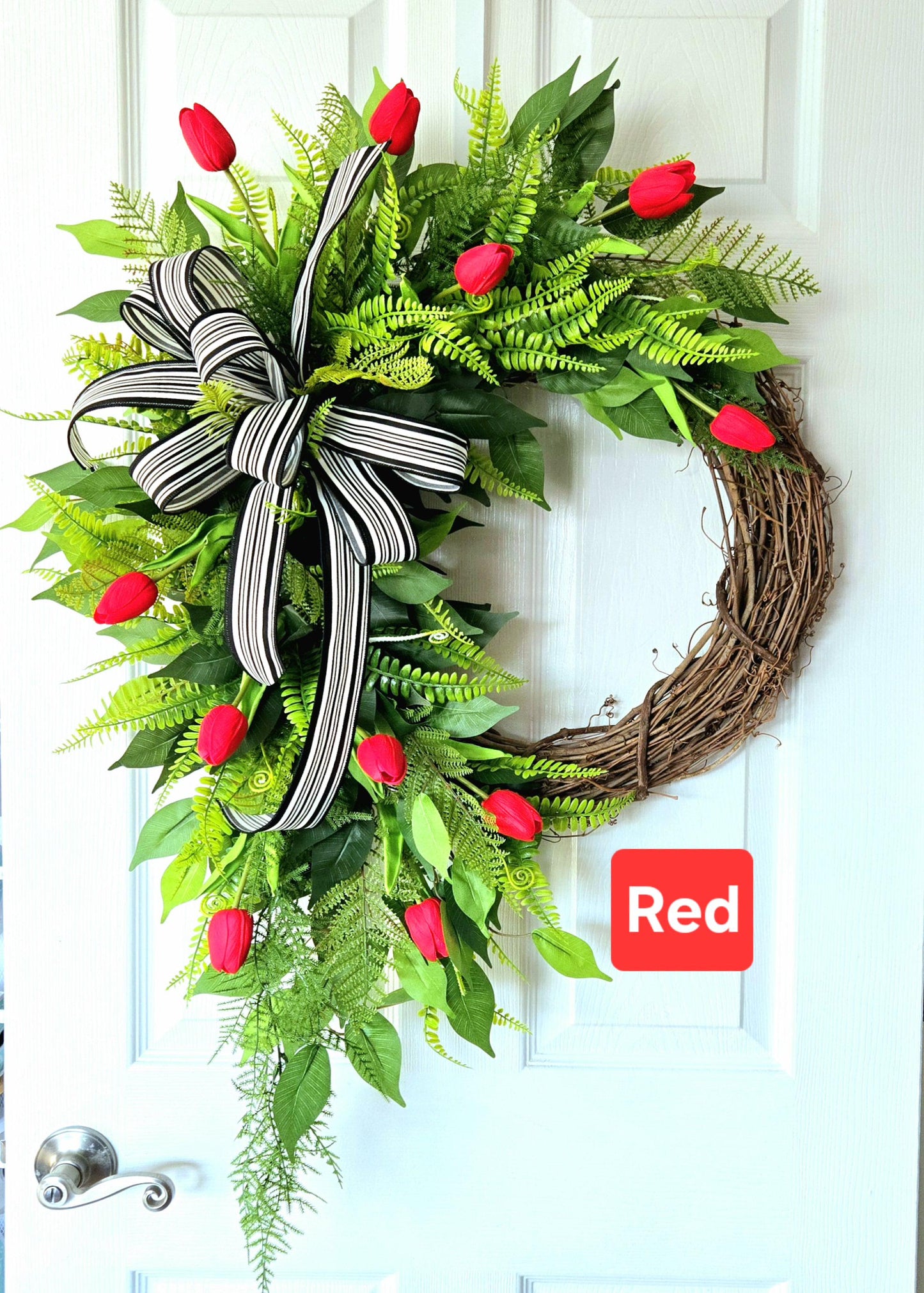 Real Touch Spring Tulip Custom Wreath - Made to Order in Multiple Color Options Stuffs n Things by JD