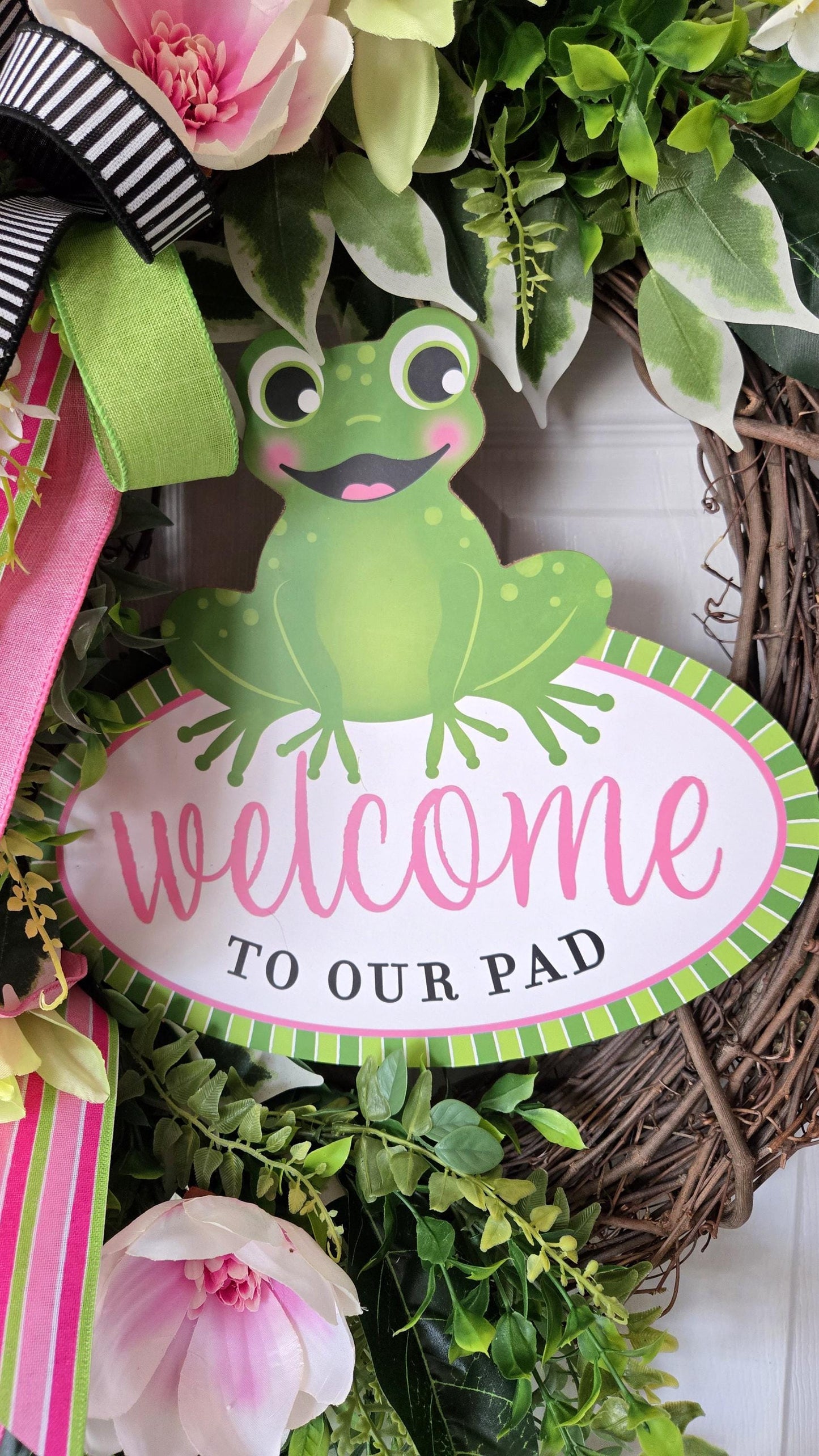 Welcome to Our Pad Frog Front Door Wreath Stuffs n Things by JD