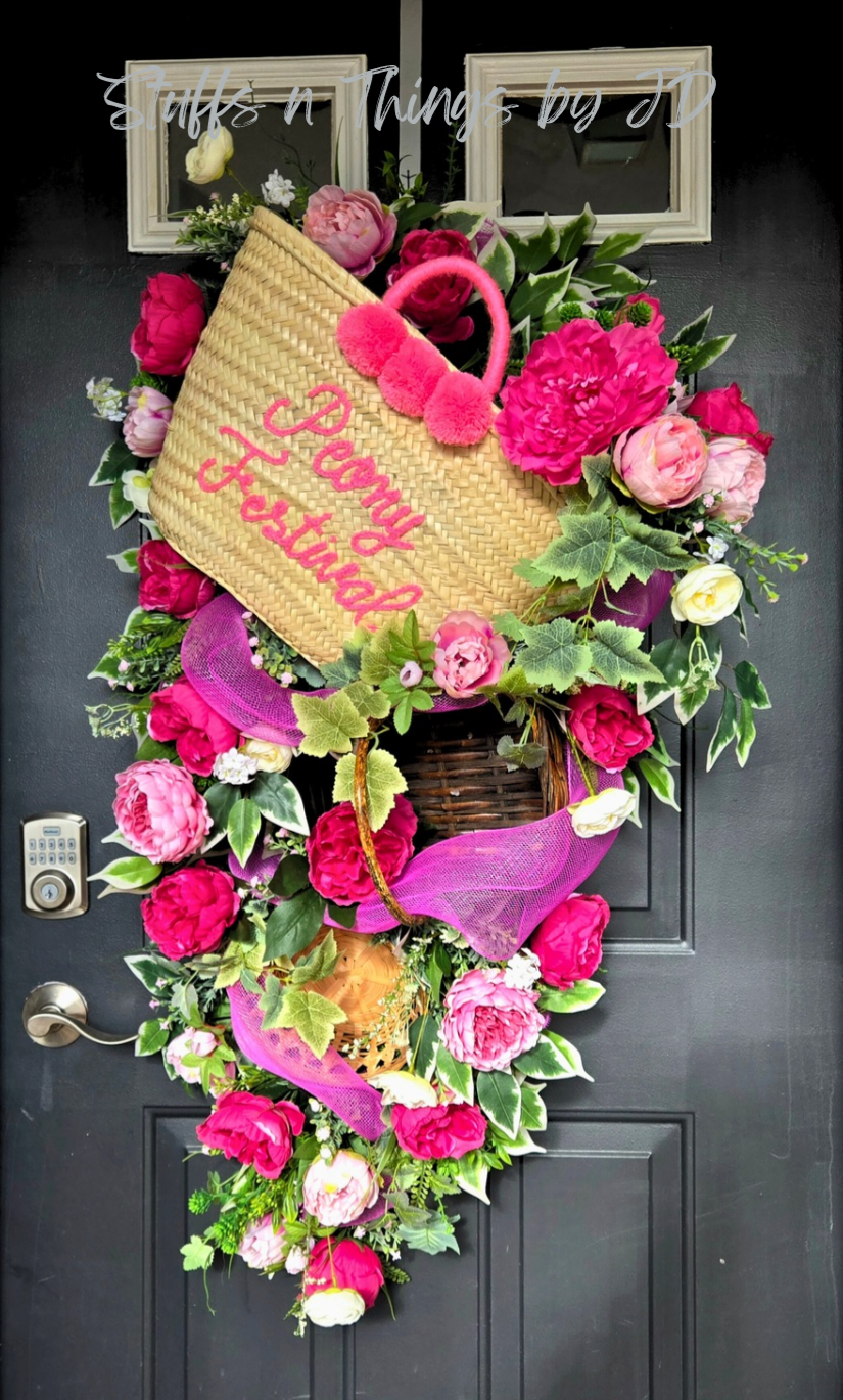 51" Peony Festival and Basket Swag