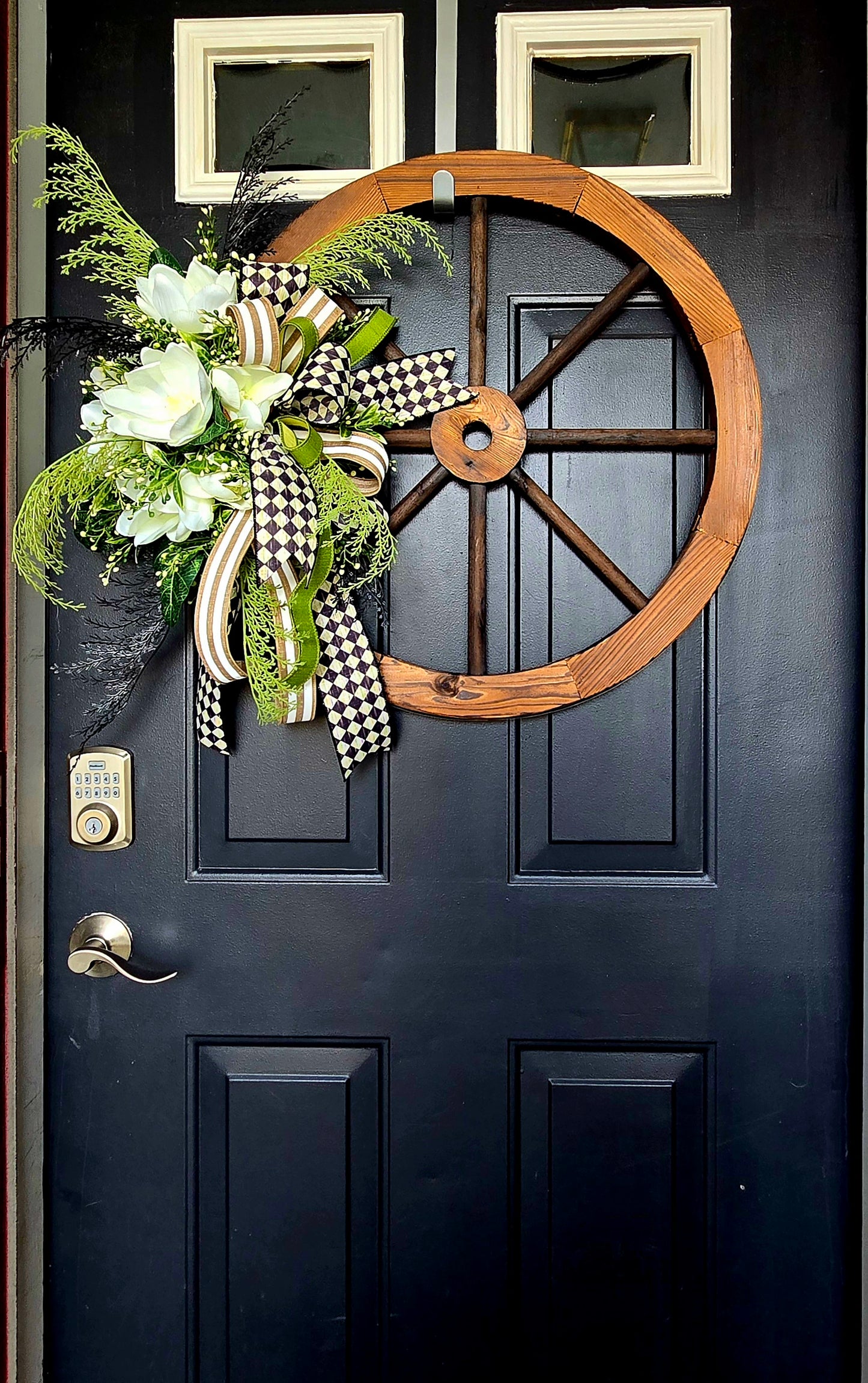 Magnolia Wagon Wheel Wreath - Farmhouse Decor - Stuffs n Things by JD