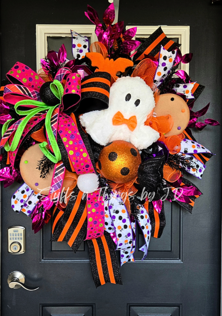 Halloween Wreath - Cookies & Candy Boo Bash Ghost Front Door Decor
