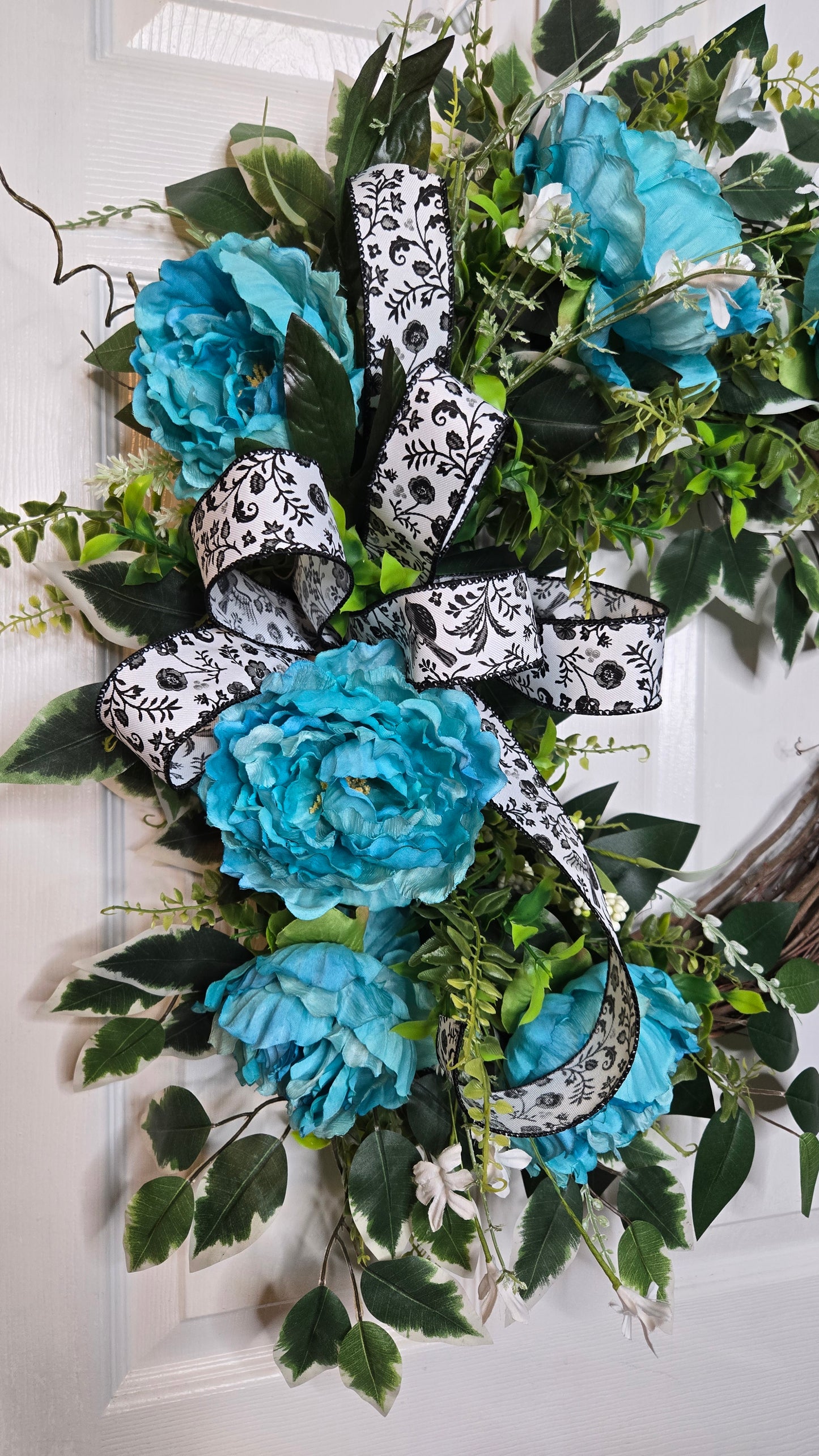 Peony Grapevine Wreath - Elegant Everyday Front Door Decor