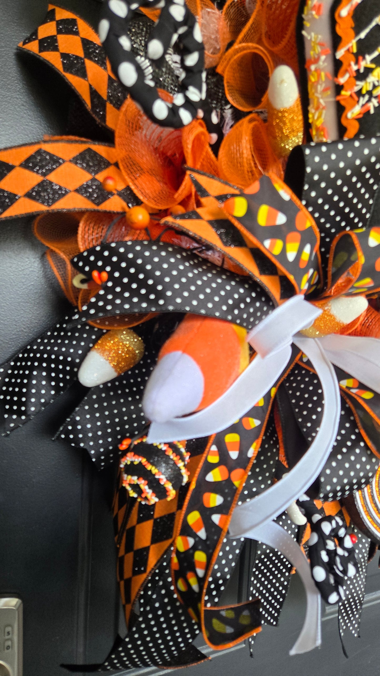 Halloween Ghost Wreath – XL Candy Corn Plush Ghost