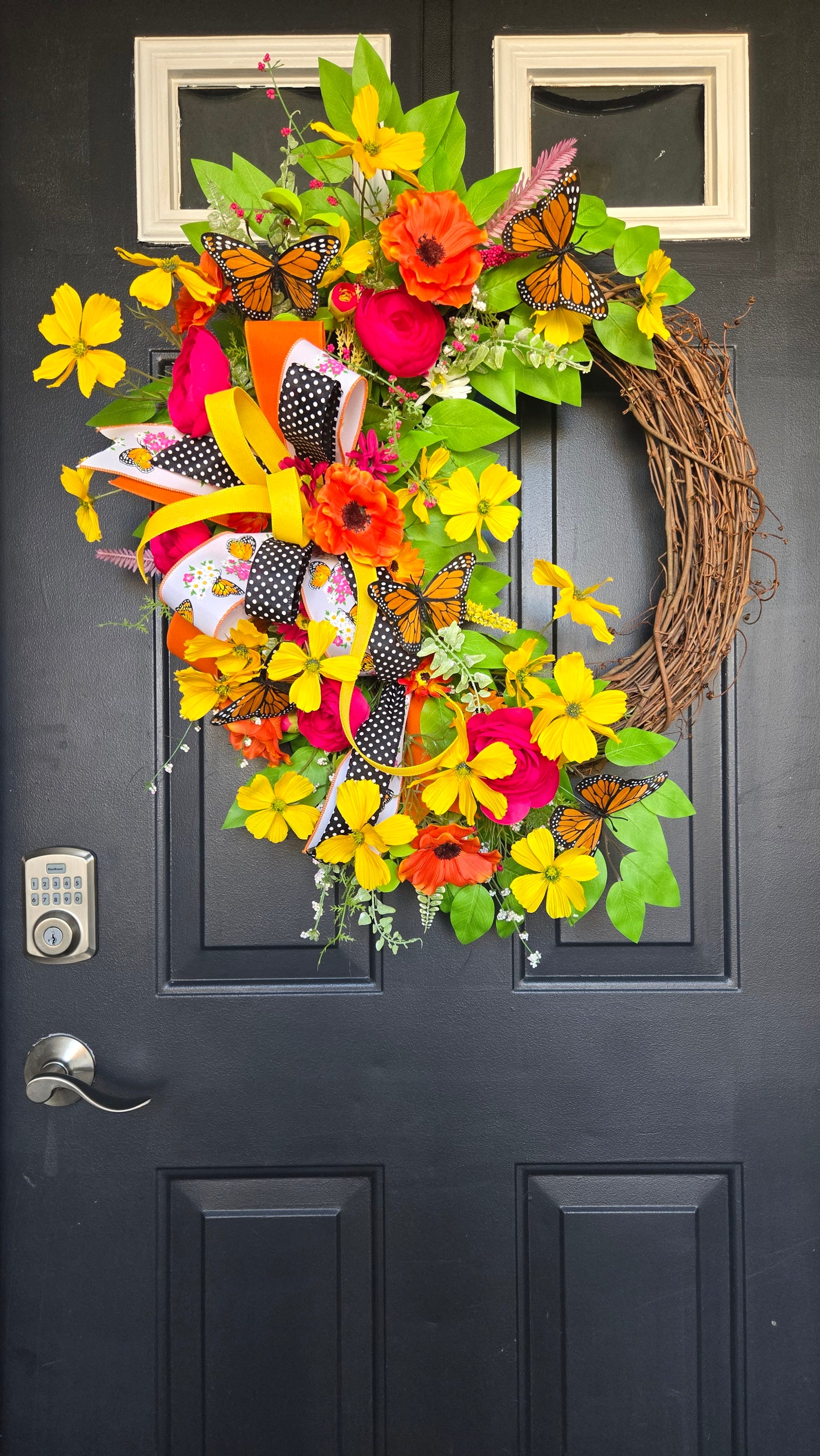 Monarch Butterfly Garden Grapevine Wreath